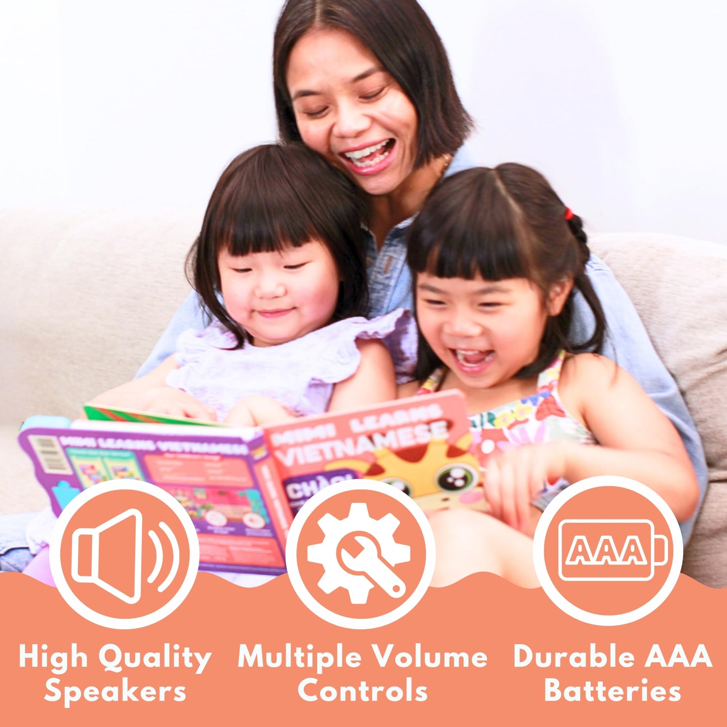Mimi Learns Vietnamese Vol. 2 — Interactive Sound Board Book for Toddlers 1-3, Bilingual English & Vietnamese Songs & Music, Talking Musical Learning Toy and Gift for Babies & Kids