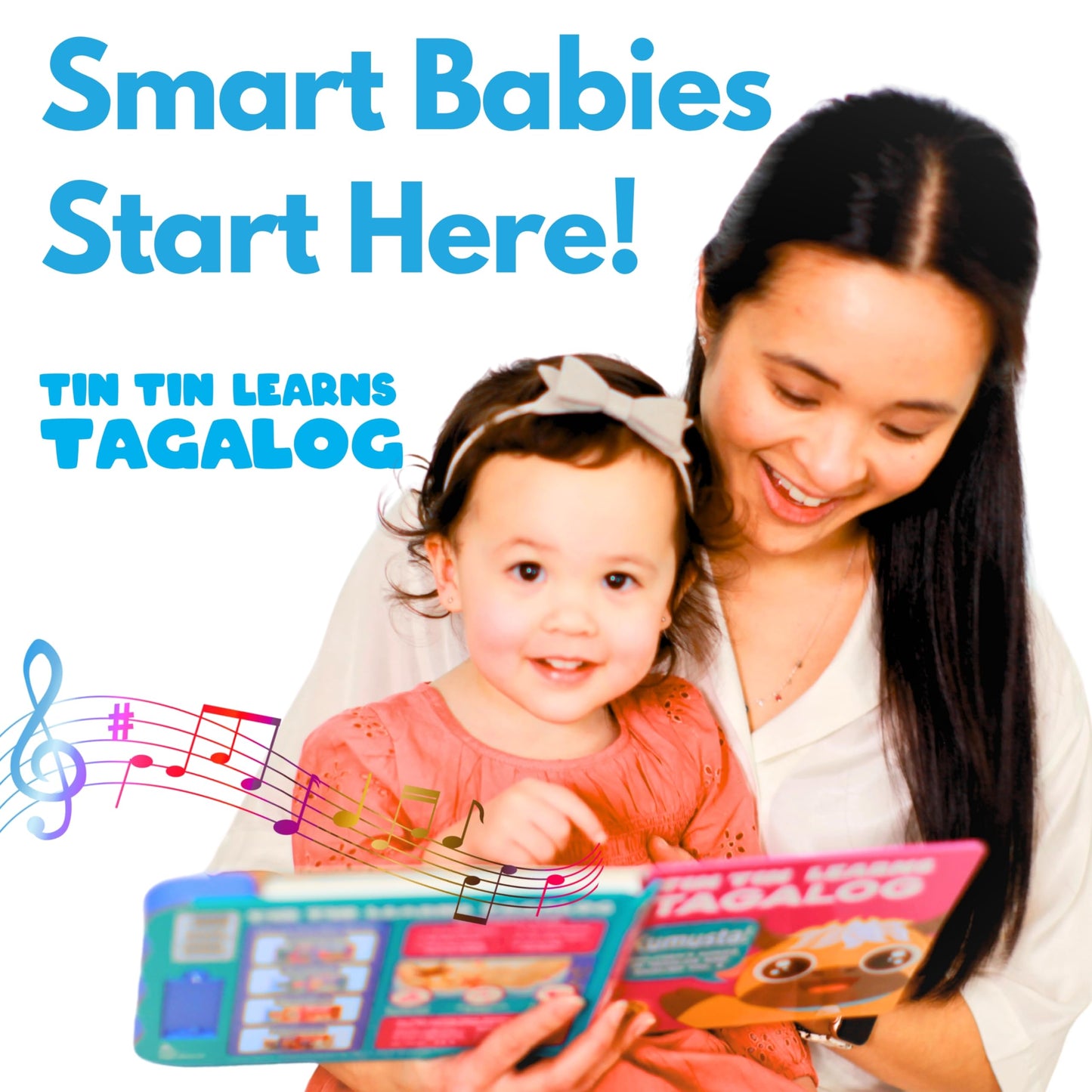 Tin Tin Learns Tagalog Vol. 1 — Interactive Sound Board Book for Toddlers 1-3, Bilingual English & Filipino Songs & Nursery Rhymes, Talking Musical Book, Musical Toy Gift for Babies & Kids