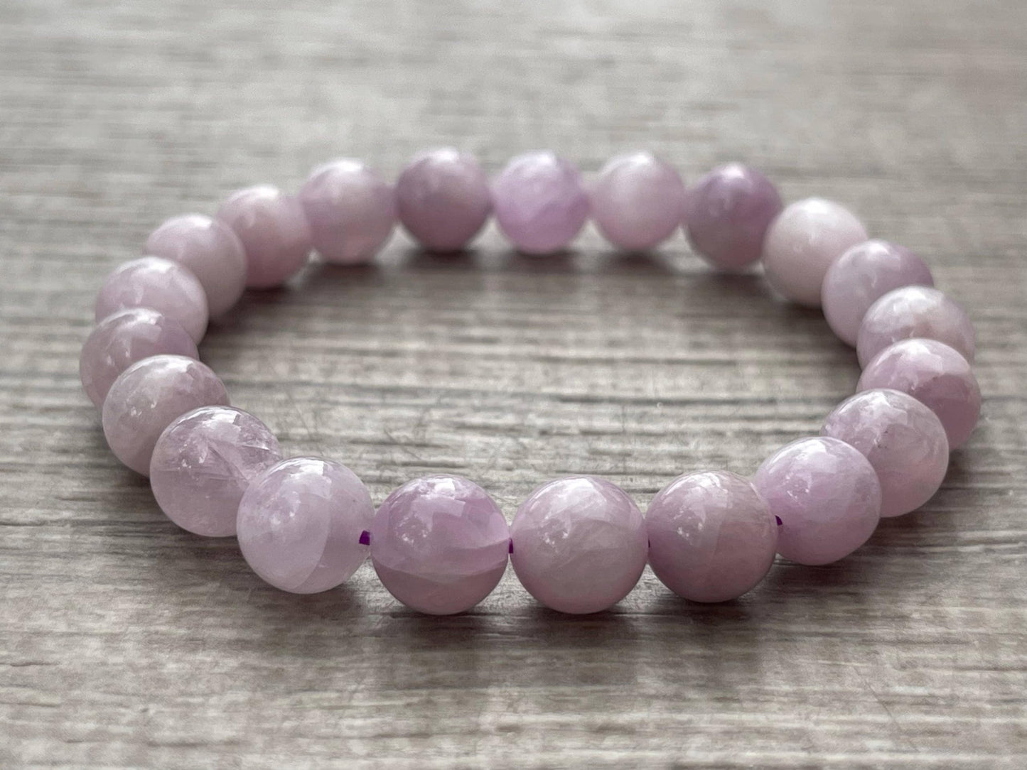 GAF TREASURES Kunzite Crystal Bead Bracelet 6-8mm, Genuine Kunzite Stretch Gemstone Bracelet, Healing Crystal Bracelet, Gift for Men & Women (1)