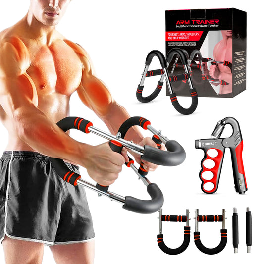 LuxUltra Twister Arm Trainer Chest Workout Equipment for Men & Women, Adjustable 40-130 lbs Chest and Arm Trainer with Hand Grip Strengthener, Home Gym Strength Trainer