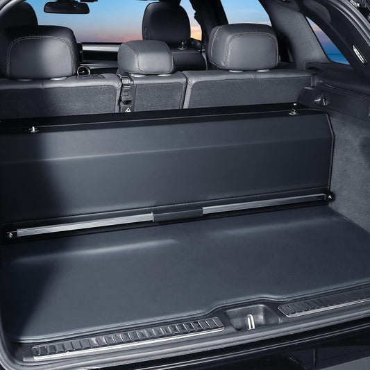 XCF Car Trunk Organizer, Leather Trunk Organizer with LED Light Car Storage Box with Lid and Push-pull Handle Organizer Trunk Storage for SUV, Trunk, Minivan (Black, 40.5 x 11.4 x 12.2in)