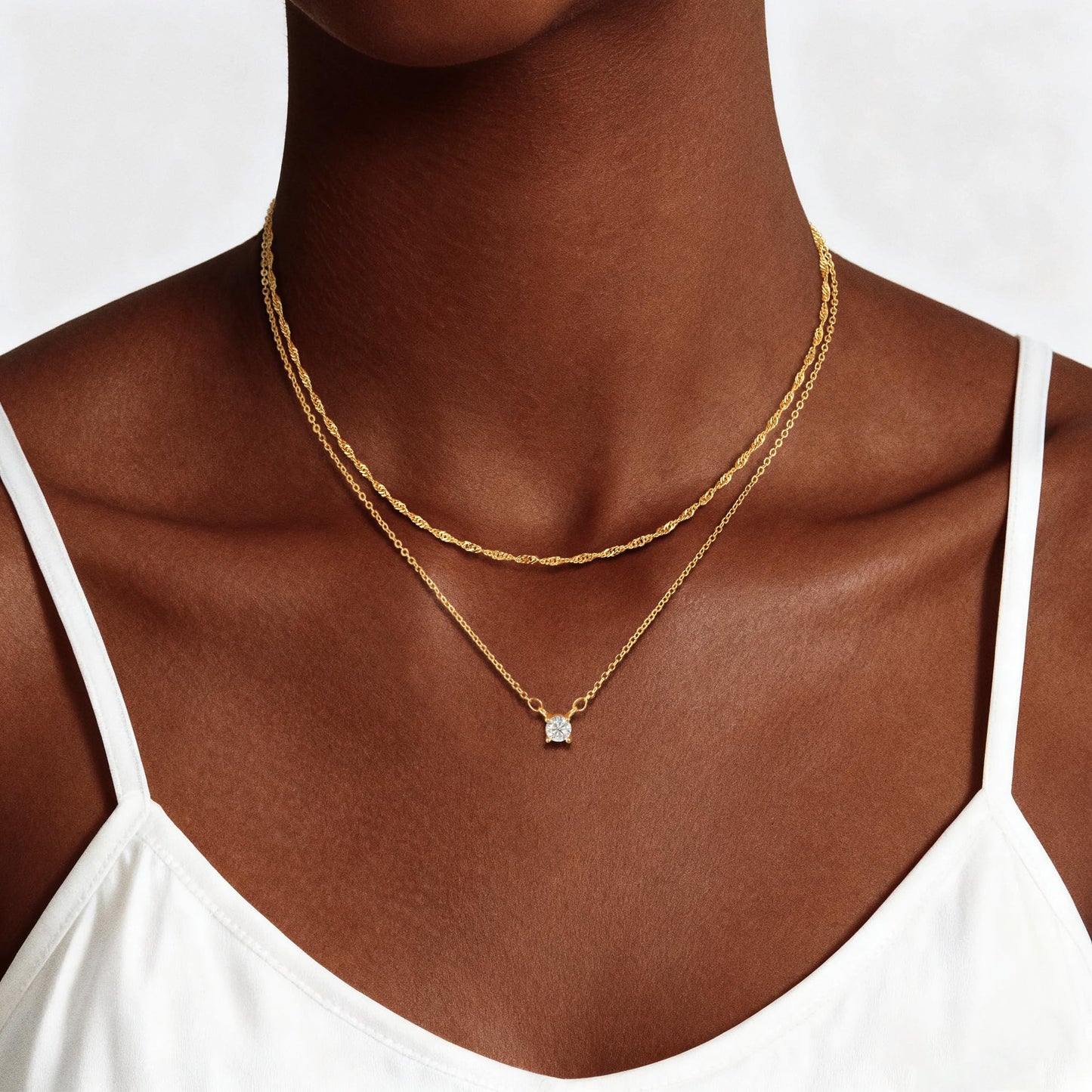 Hothrty Layered Gold Necklace for Women Dainty 14K Gold Plated CZ Pendant Necklace Choker Necklace for Women Gold Necklace Stack Diamond Simple Trendy Jewelry Set