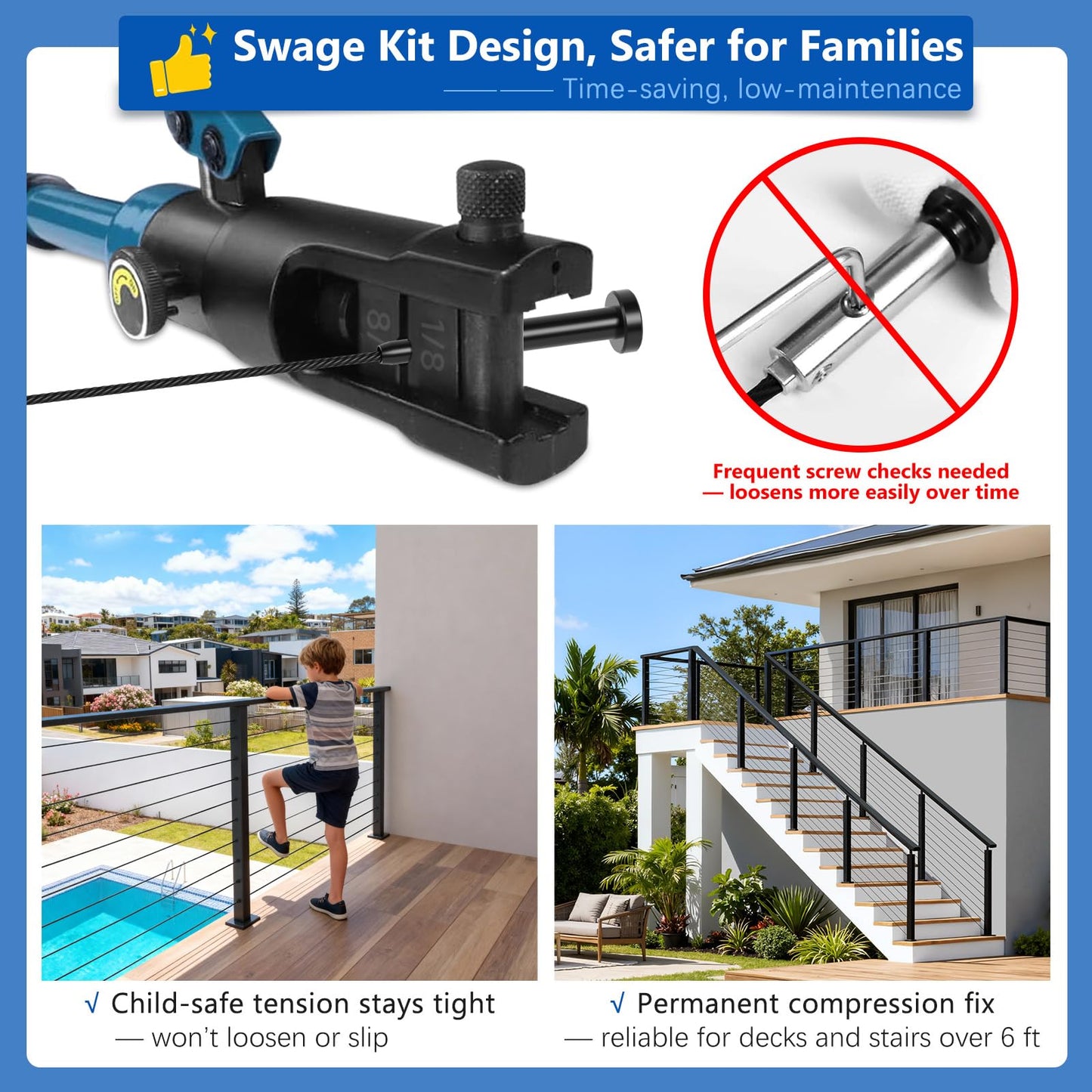 Zylorix 8ft-12ft Complete Set Cable Railing System 36" with Cuttable Handrail DIY Cable Rail, Black T304 Stainless Steel Cable Railing Posts Kit, One-Stop Easier for DIY for Indoor Outdoor Level Decks