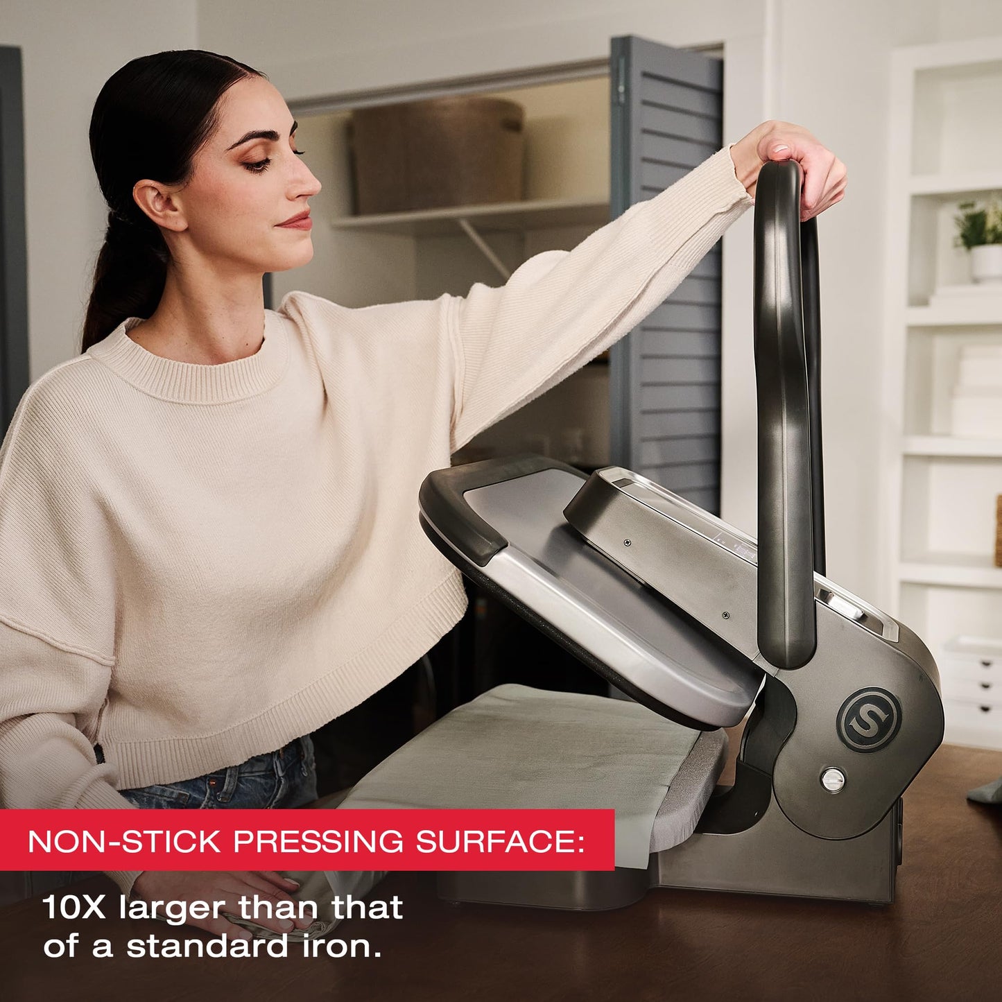 SINGER® Intelligent 2.0 Steam Press (1600W) – New Launch | Professional 20" Non-Stick Pressing Surface with Guided Digital Controls, 2 Steam Modes, Auto Shut-Off & 1000ml Tank – Silver/Black