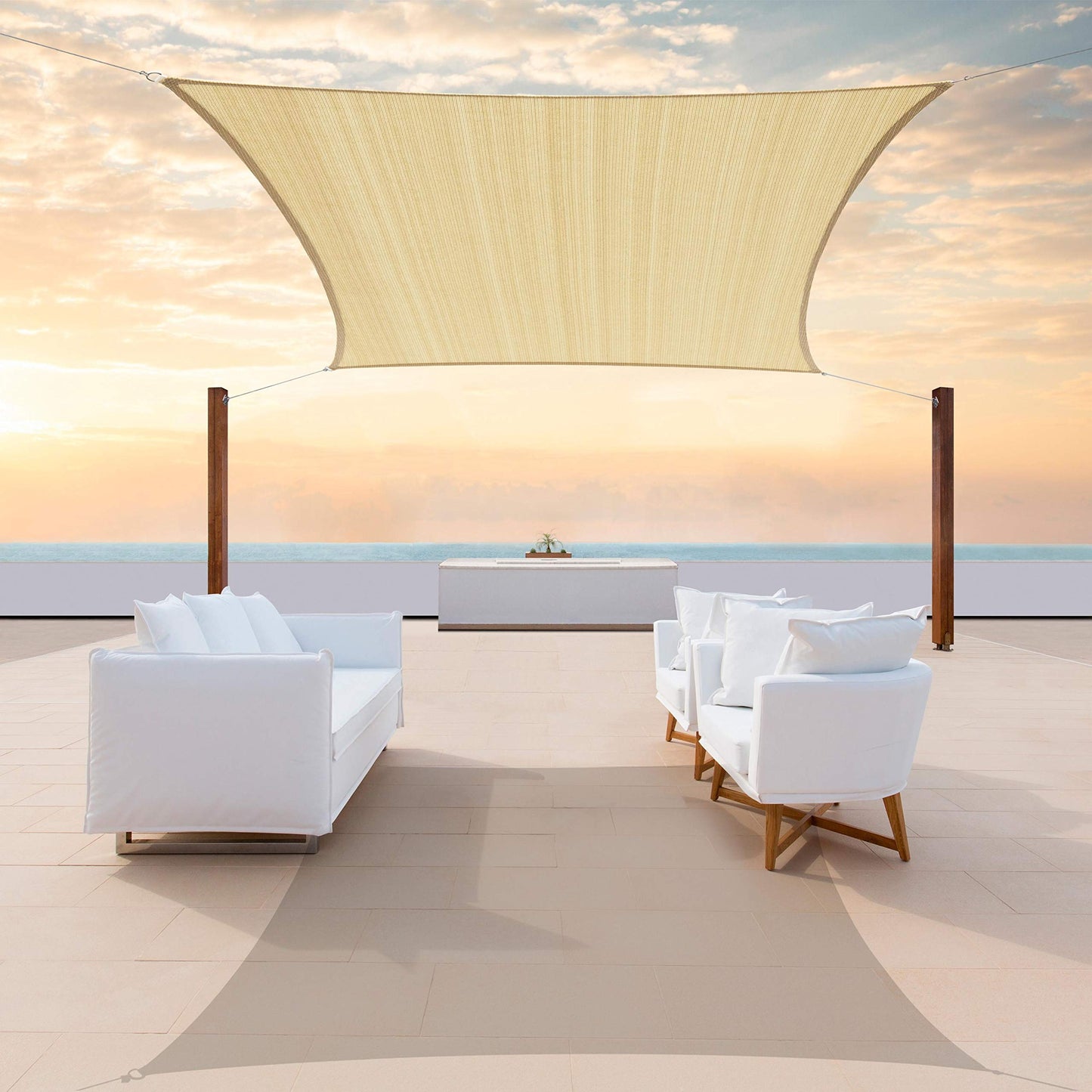 Colourtree 10' x 20' Beige Sun Shade Sail Rectangle Canopy Fabric Cloth Screen, Water Permeable & UV Block UPF50, Heavy Duty, Carport Patio Outdoor - (We Customize Size)