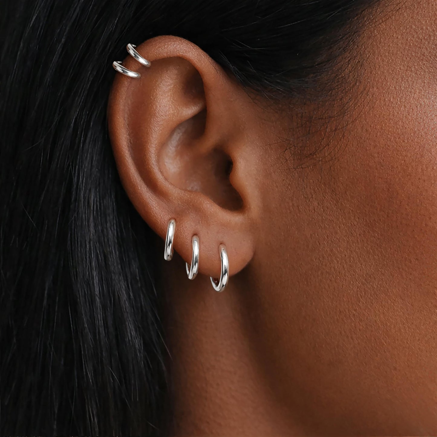 Gokeey 316L Surgical Stainless Steel Silver Huggie Hoop Earrings 6mm 8mm 10mm 11mm 12mm 14mm, Hypoallergenic Earrings Silver Hoops Cartilage Helix Lobes Hinged Sleeper Earrings For Men Women