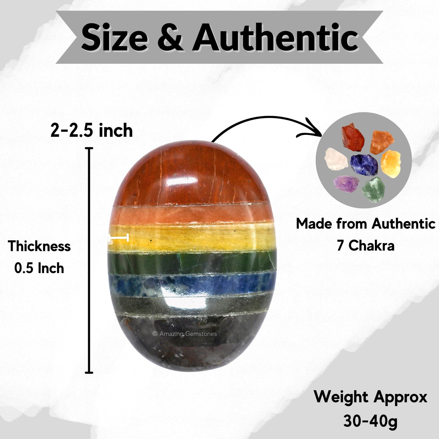 Amazing Gemstone Seven Chakra Crystals and Healing Stones - Large Palm Stone Crystals Piedra - Crystal for Good Luck, Balanced Positive Energy, Meditation - Unique Stocking Stuffers Gifts for Women