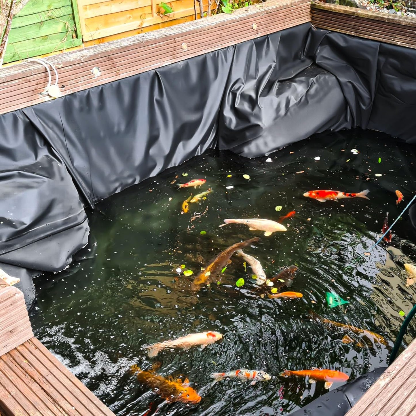 ALDMIO 10x15 ft Pond Liner, HDPE Thickness Fish Pond Liners for Outdoor Ponds, Ponds Liner for Waterfall, Fish or Koi, Streams Fountains