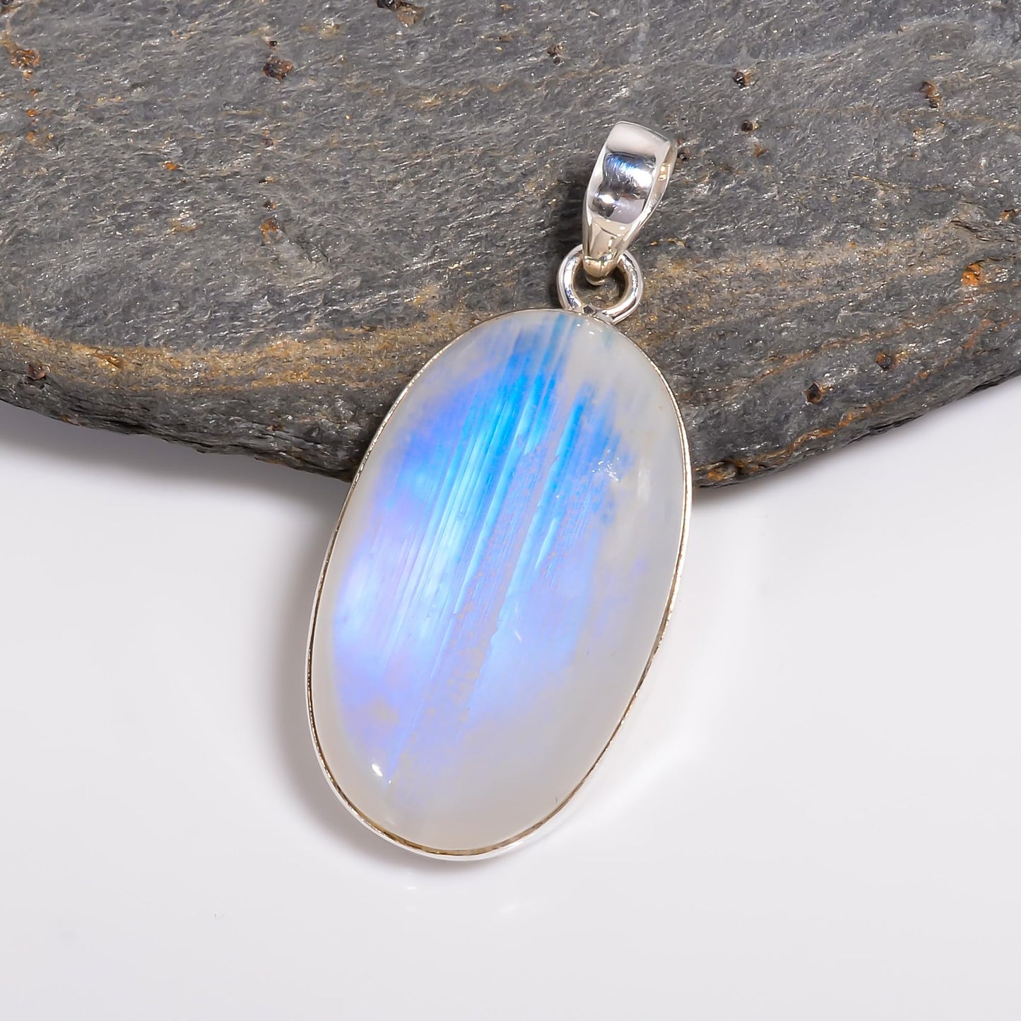 SIVARA 925 Sterling Silver Moonstone Pendant Necklace – June Birthstone Jewelry for Women – Handmade Spiritual Necklace