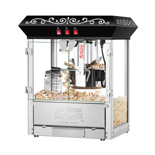 Perfect Popper Popcorn Machine - 10oz Stainless-Steel Kettle, Reject Kernel Tray, Warming Light, and Accessories by Great Northern Popcorn (Black)