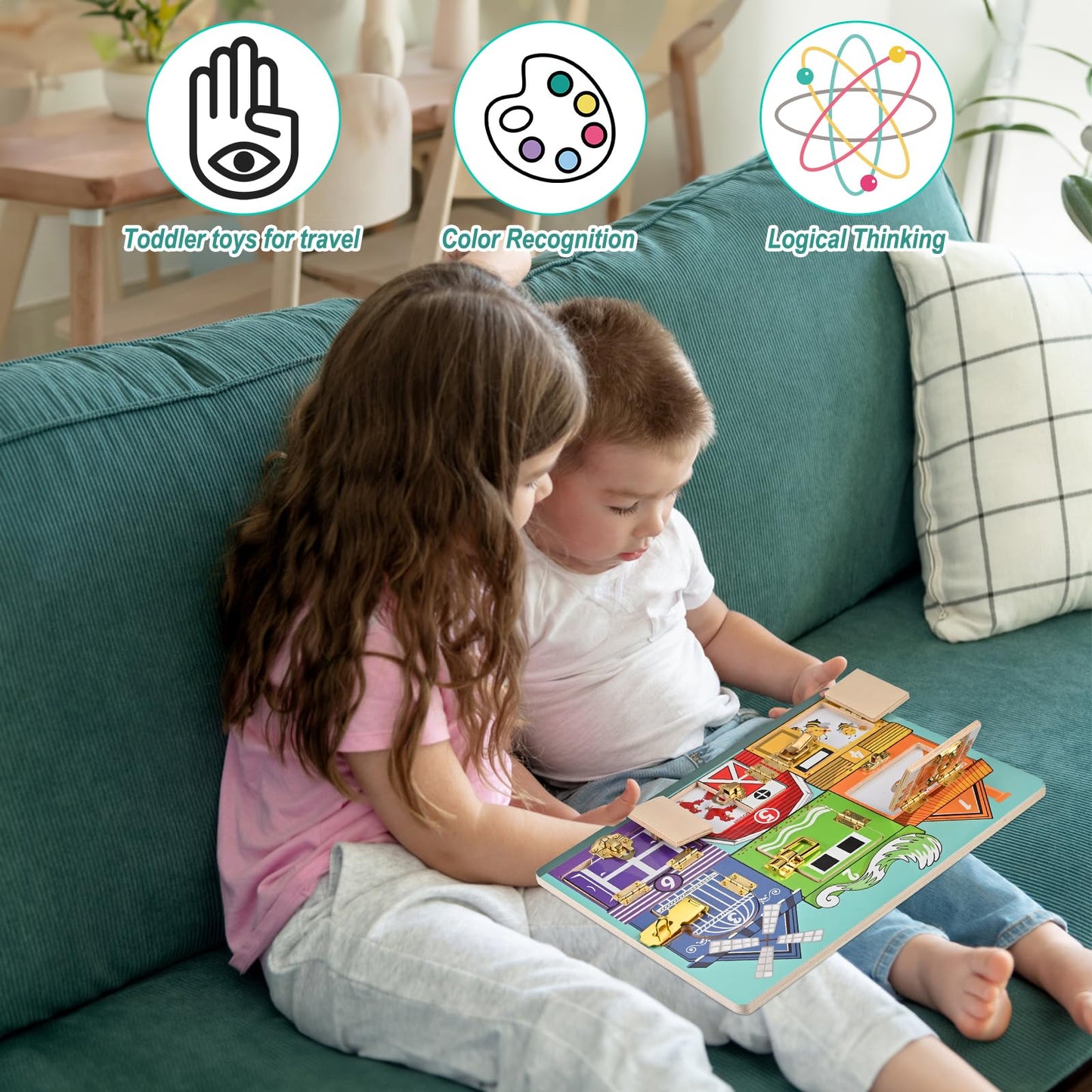WoodTrove Wooden Activity Board, Wooden Latches Busy Board, Montessori Busy Board, Fine Motor Skills, Educational Preschool Learning Toy for Toddlers 3+