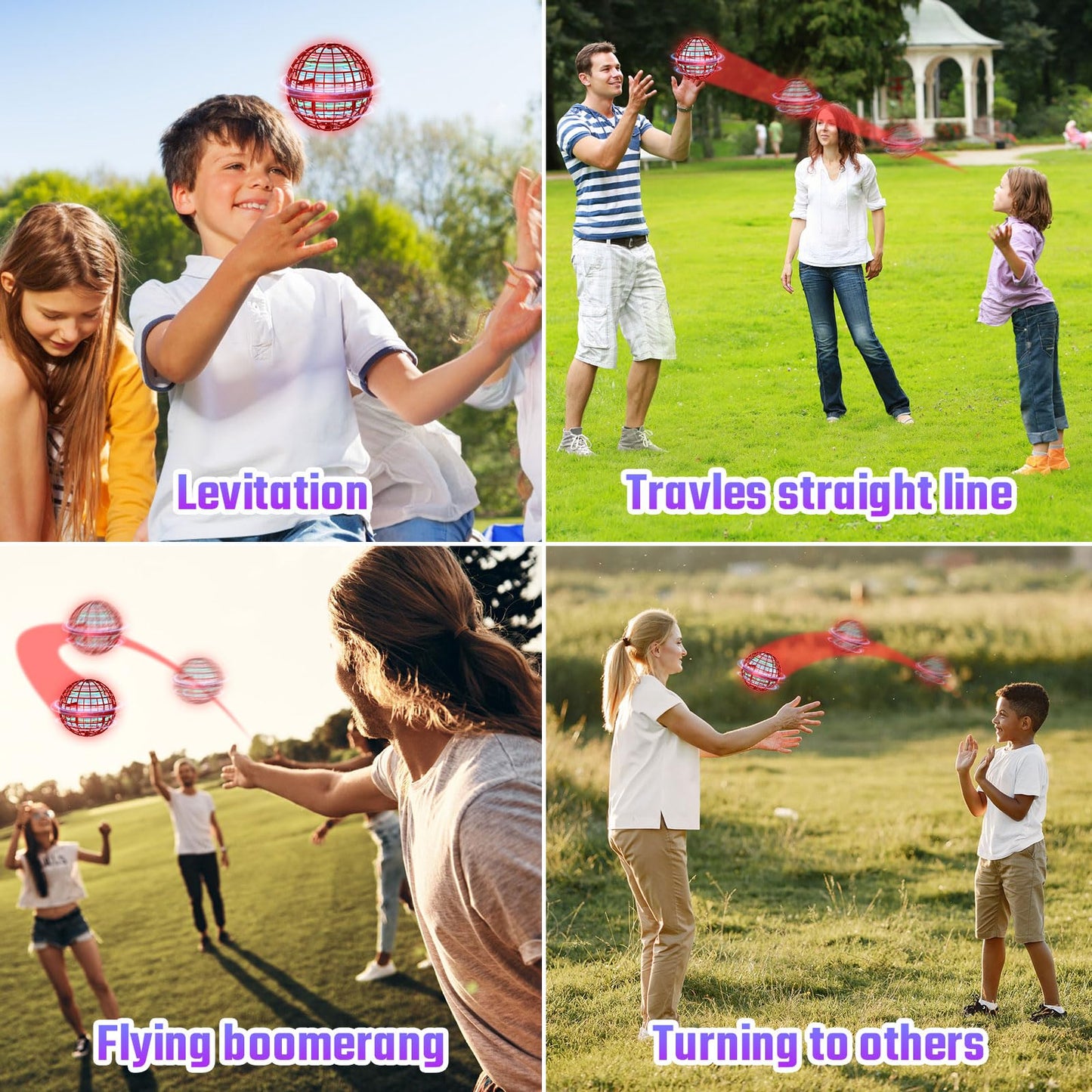 Sosuy 2026 Flying Orb Ball for Kids, Magical Hover Cosmic Boomerang Space Floating Mini Hand Rotating Drone Stocking Stuffer Xmas Toys for Boys Girls Teen Age 6 7 8 9 10+ Red