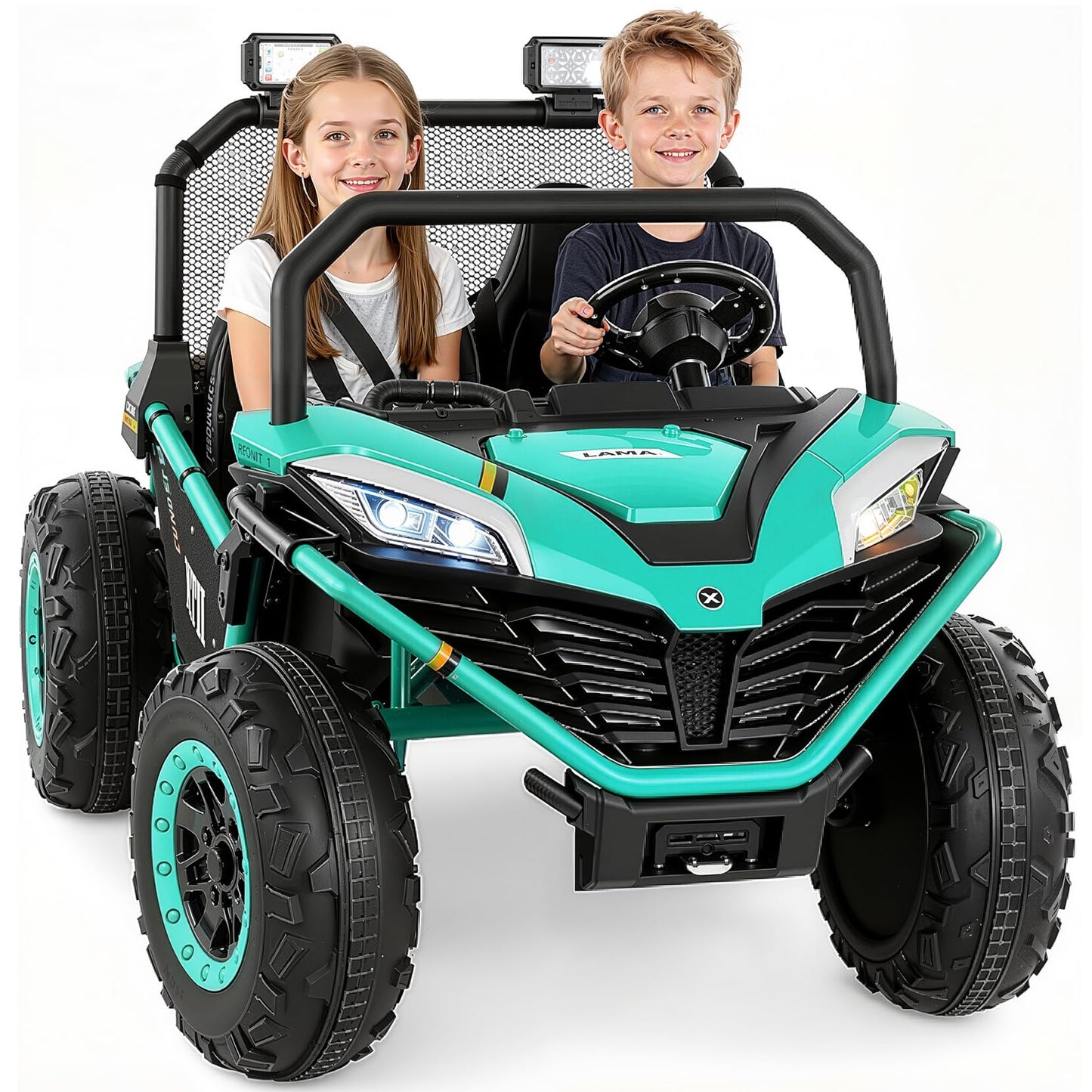 ELEMARA 2 Seater XL Ride on Toy for Big Kids,12V 10AH 4WD Ride on Car，Electric Vehicle Up to 4.5 MPH w/Remote Control, Bluetooth Music, LED Lights，3 Speeds for Boys Girls Gift，Green