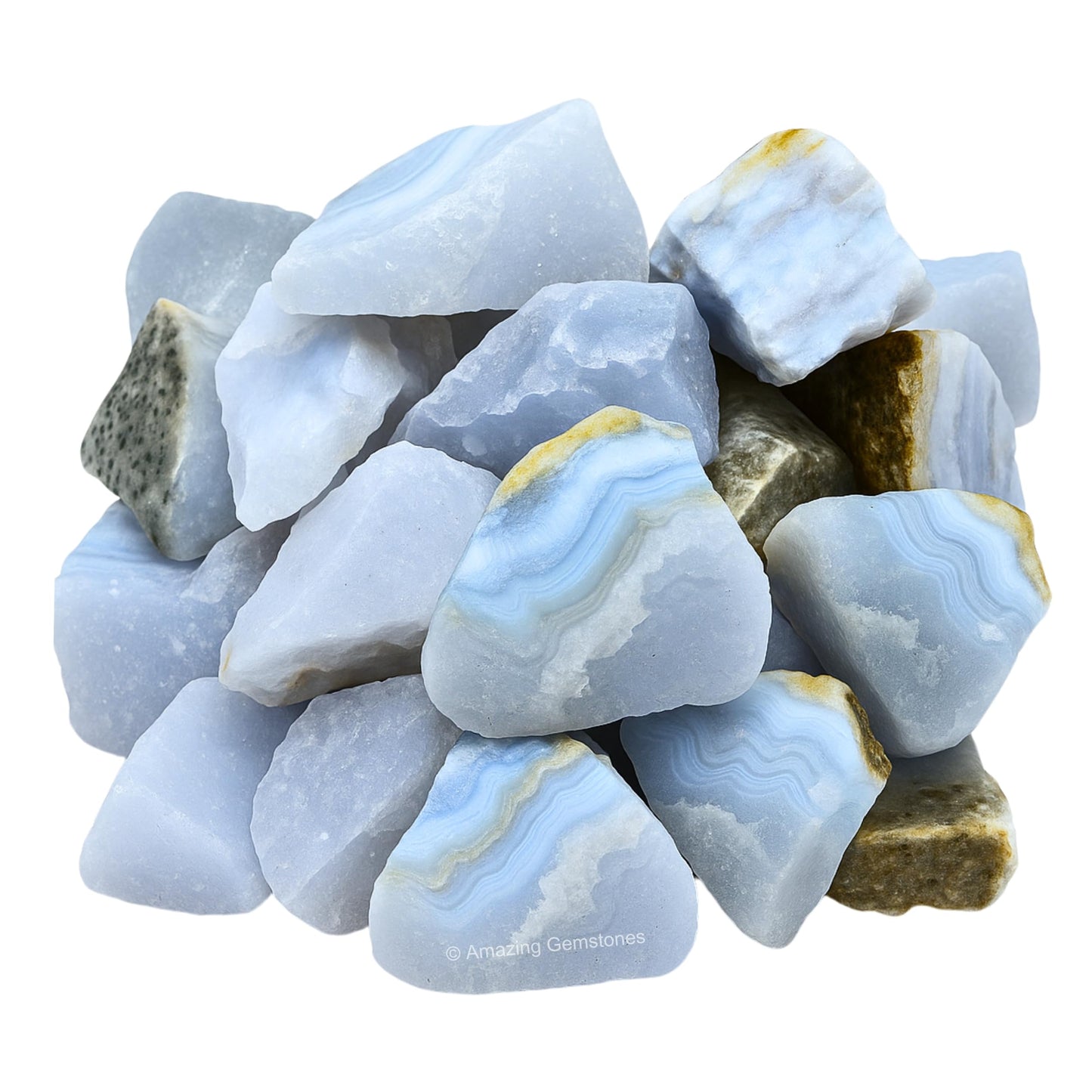 Amazing Gemstone Blue Lace Agate Raw Crystals and Healing Stones, Natural Rocks for Tumbling and DIY Raw Stones and Crystals (1 Piece)