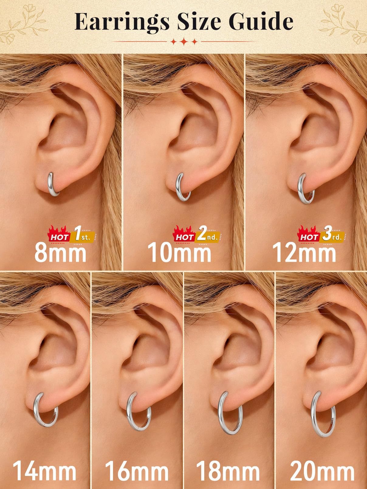 FaithHeart Hoop Earrings for Women, Silver Hypoallergenic Huggie Hoop Earrings, Small Cartilage Earrings for Women 16mm, Send Gift Box