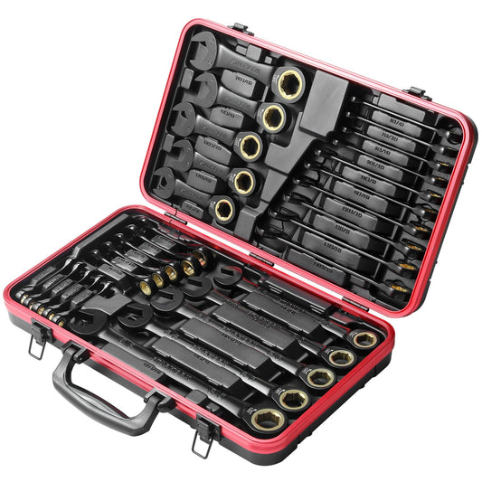 STARWORK TRUE MECHANIC™ 30-Piece 2-IN-1 Ratcheting Wrench Set, 120-Tooth, SAE&Metric, Gift Series with Black case, Professional