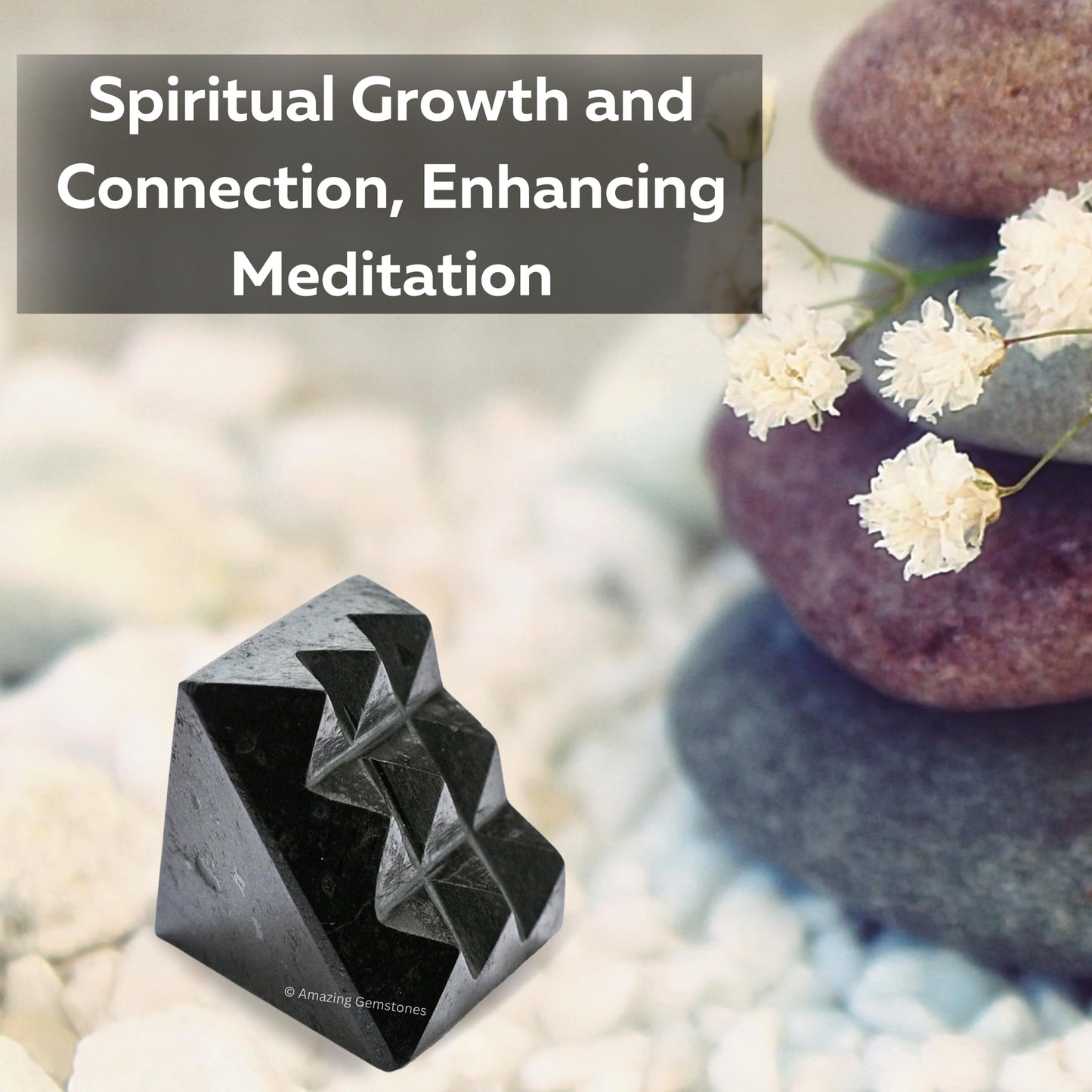 Amazing Gemstone Black Tourmaline Crystal Pyramid with 9 Pyramid Plate Bottom - 1" Mini Pyramid Figurine of Natural Stone Pyramid for Meditation, Reiki, Chakra Balancing Vastu Pooja and Crystal Grids