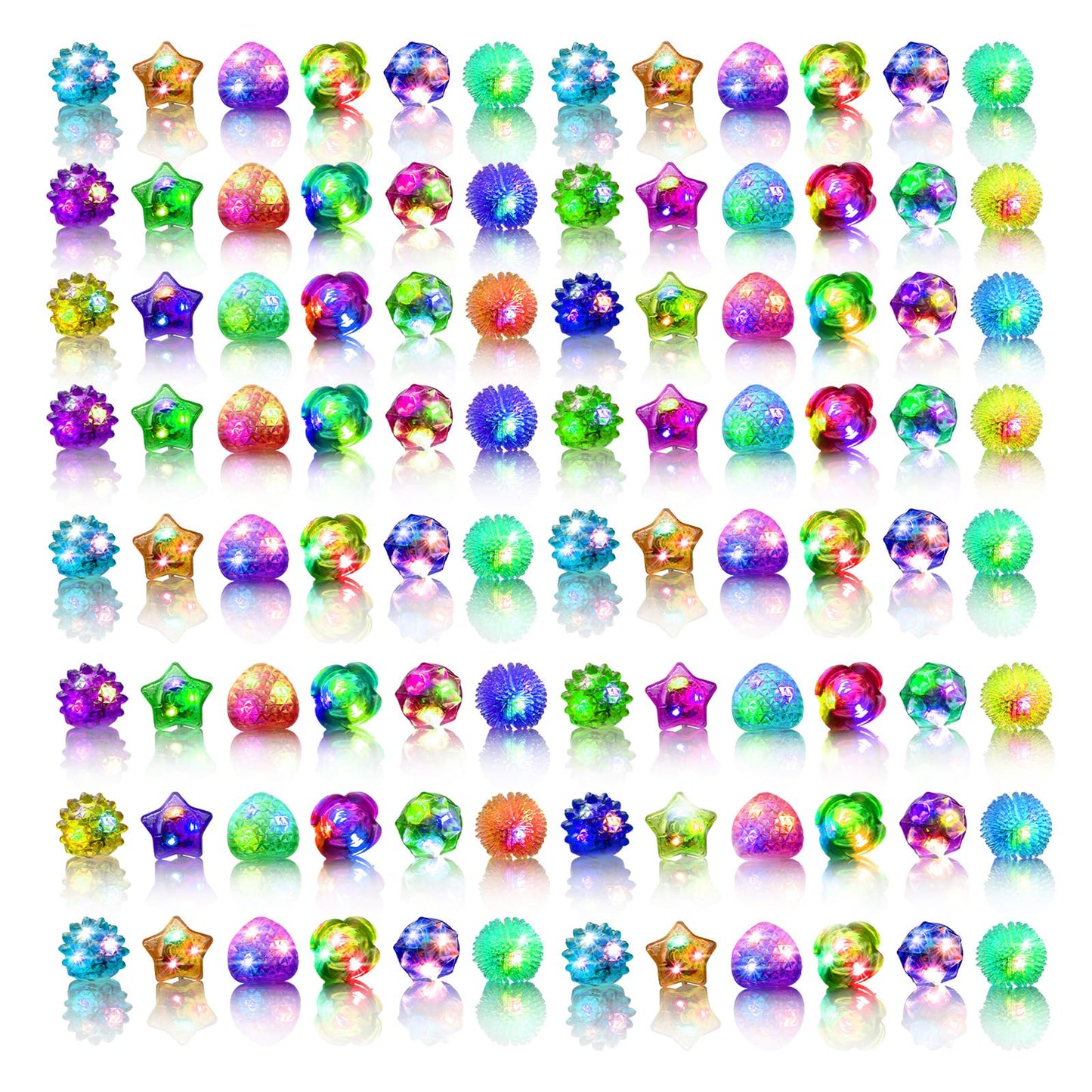 Party Favors 48 Pcs Light Up Rings, Glow In The Dark Party Supplies, 6 Style Flashing Glow In The Dark Rings for Adults & Kids, LED Ring for Birthday Party Favors, Concert, Raves, Halloween, Christmas