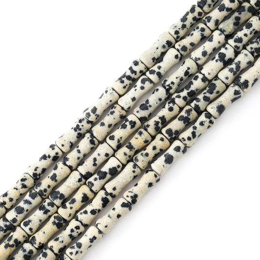 5x12mm Natural Dalmation Stone Bamboo Shape Gem Healing Energy Loose Spacer Beads for DIY Necklace Bracelet Earring