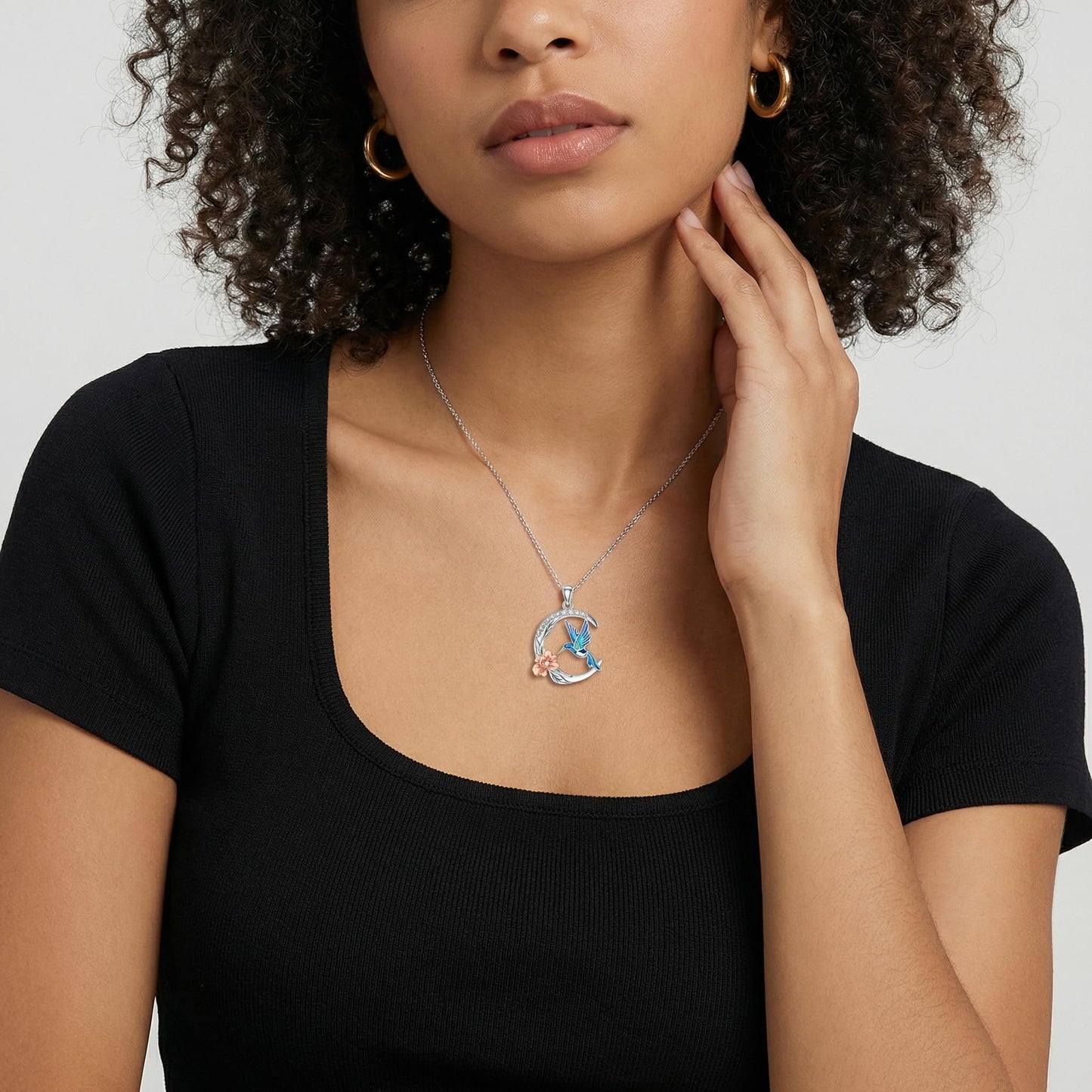 LWXIE Diamond Hummingbird Necklace for Women 925 Sterling Silver Hummingbird Pendant Necklace Animal Jewelry Christmas Birthday Gifts for Mom Wife Girlfriend