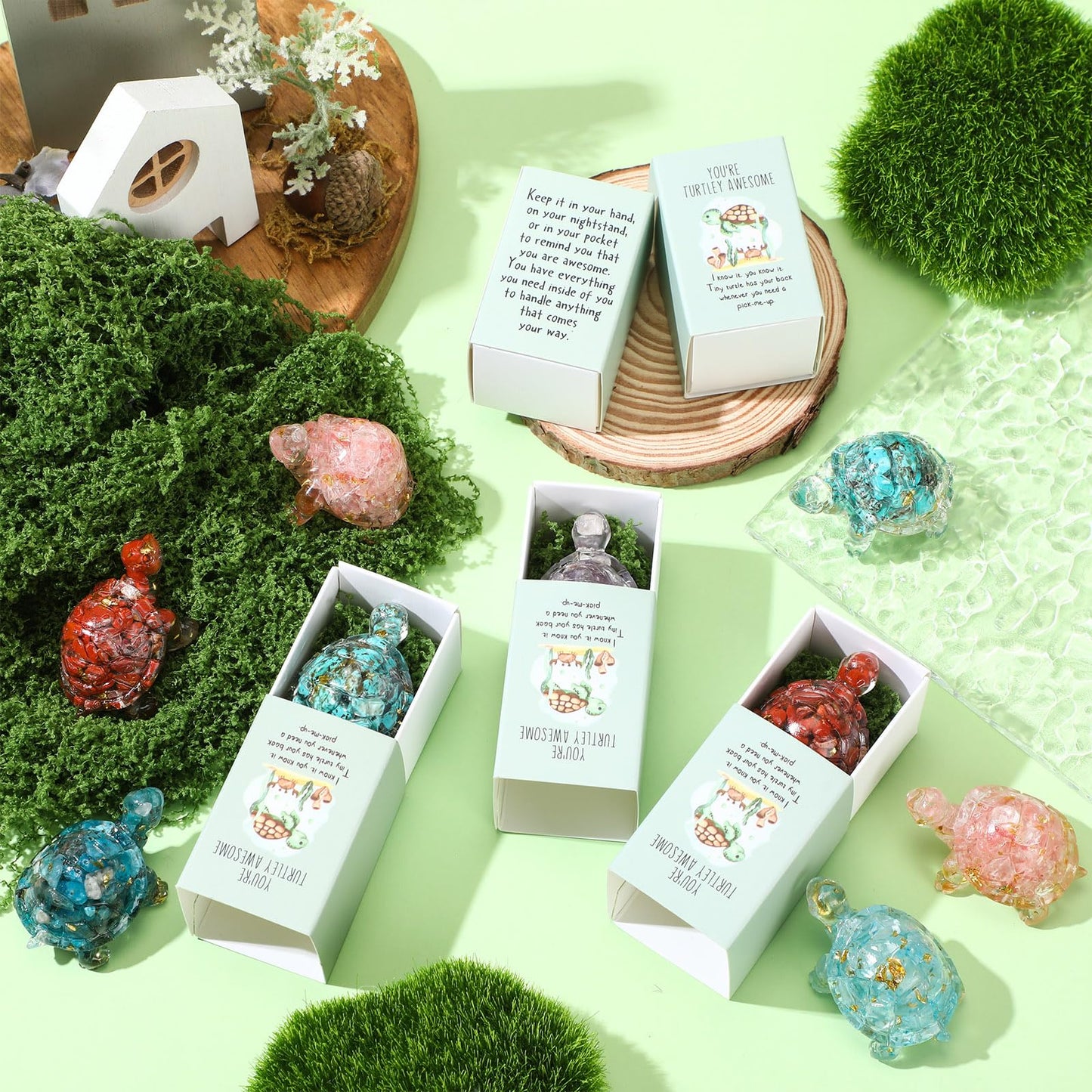DoubleFill 6 Set Office Positive Gifts for Coworkers Employee Appreciation Gifts Bulk Emotional Pocket Hug Support Appreciation Gift for Staff Teacher Team (Natural Crystal)