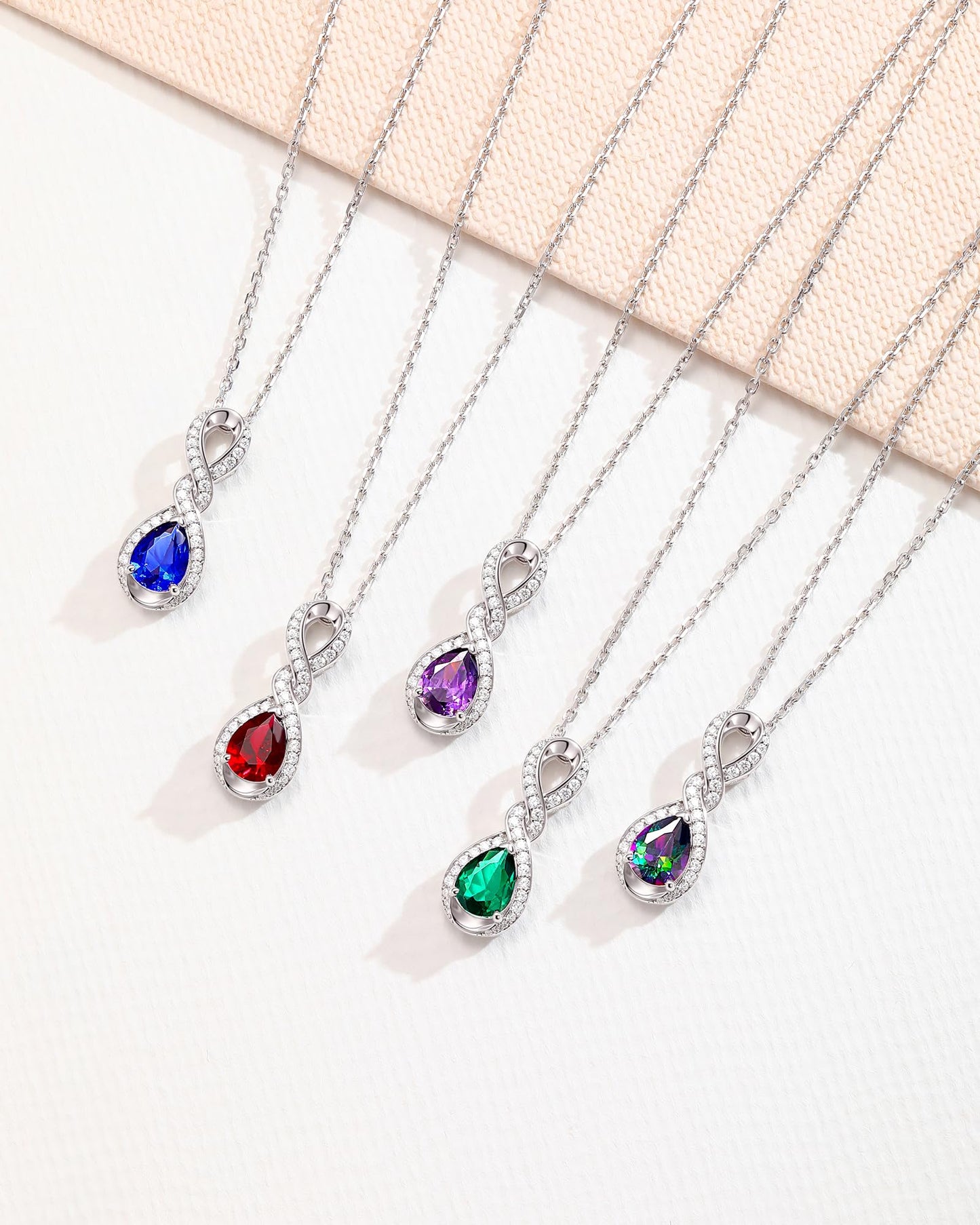 FANCIME Alexandrite Necklace June Birthstone Sterling Silver Dainty Infinity Knot Pendant Necklace Gemstone Fine Jewelry Anniversary Birthday Graduation Mothers Day Gifts for Women Mom