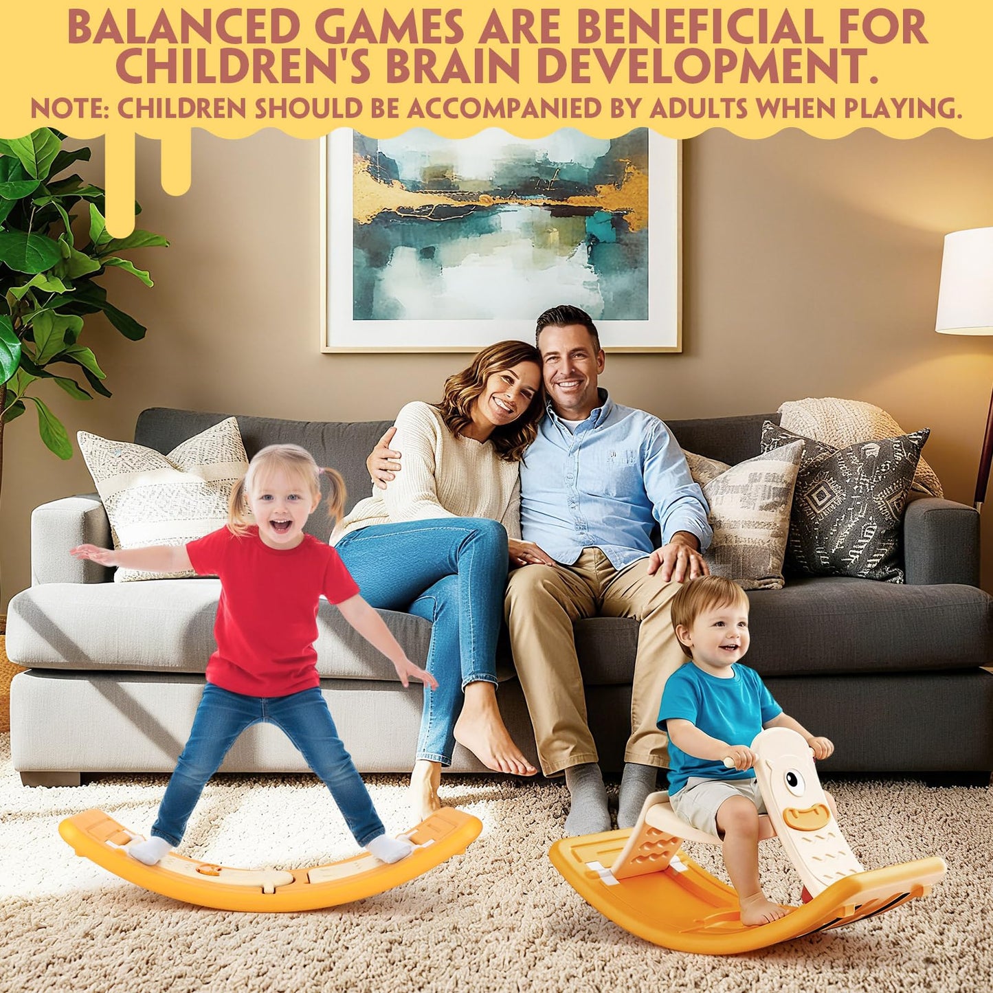 Motionchic Rocking Horse for Toddlers Kids 3 in 1 Wobble Balance Board 3-5 Year Old Rocker Balance Board Baby Rocking Toy with Pedal Backrest Birthday Gift Open Ended Learning Toy for Girl and Boy