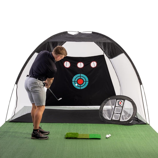 HaveLuxe Golf Hitting Net,Chipping Net,Tri-Turf Mat,Golf Hitting Aid,10x7FT Practice Net for Backyard Driving,Chipping Training,Target Mat Balls for Indoor Outdoor use,Gifts for Men Dad Him Golfer
