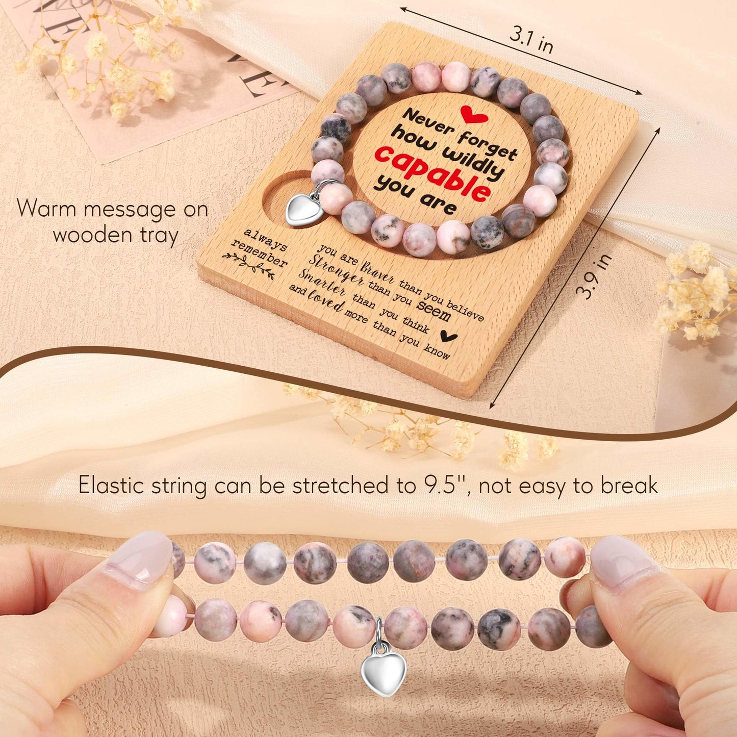 WZHENAINI Motivational Positive Inspirational Affirmation Bracelets, Positive Affirmation Gifts for Coworker Female, Uplifting Encouragement Inspired Graduation Birthday Gifts for Women