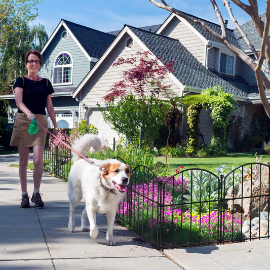 Decorative Garden Fence 17in (H) x10ft (L), Arched Rustproof Metal No Dig Fence for Dogs & Rabbit, Ornamental Animal Barrier for Flower Beds, Border Panels Fencing for Yard & Patio Outdoor Decor