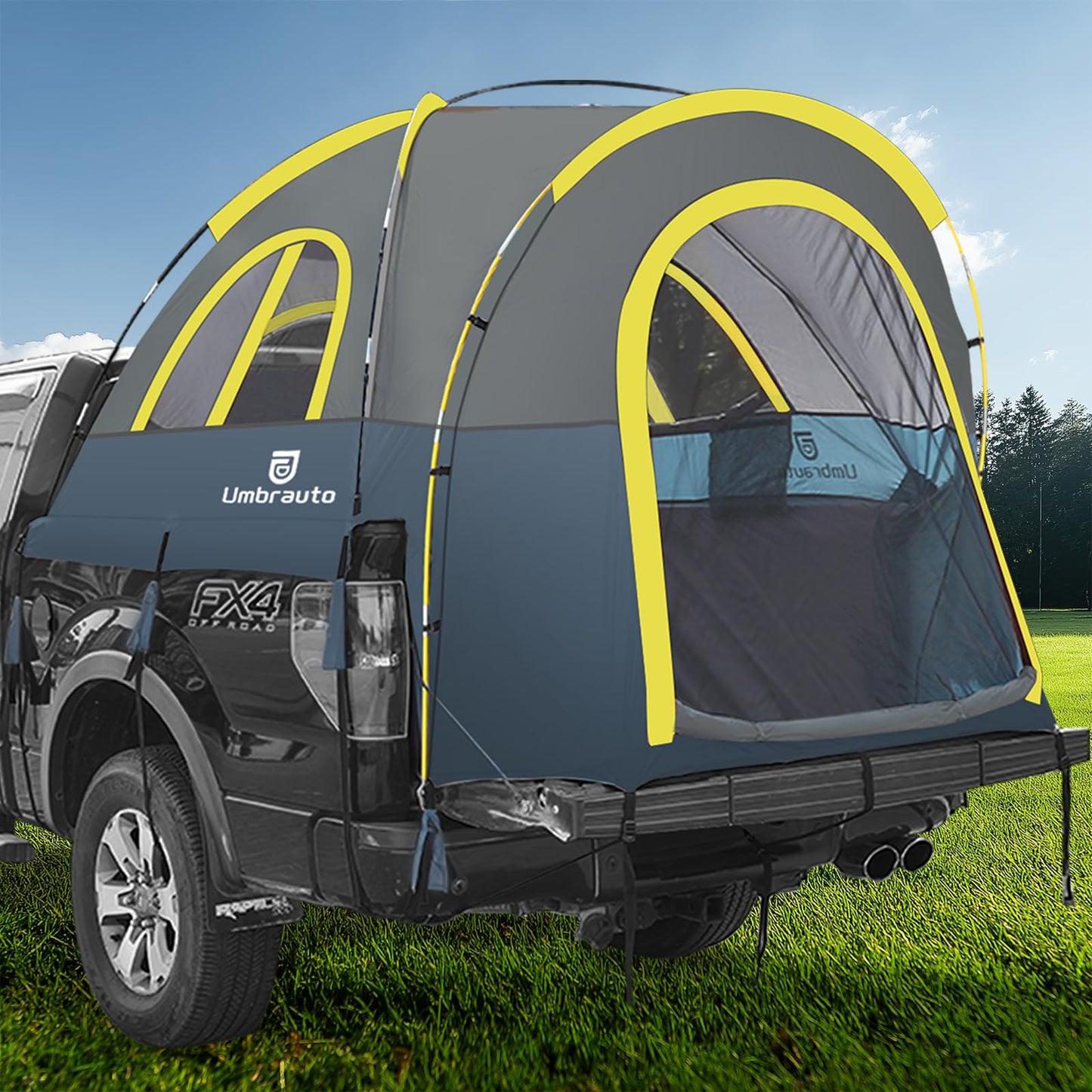 Truck Bed Tent 6.5ft: Easy Set Up Umburato Pickup Truck Tents for Camping, Waterproof PU3000mm Canopy for Truck Camper, Portable, Spacious for 2 Person Blue