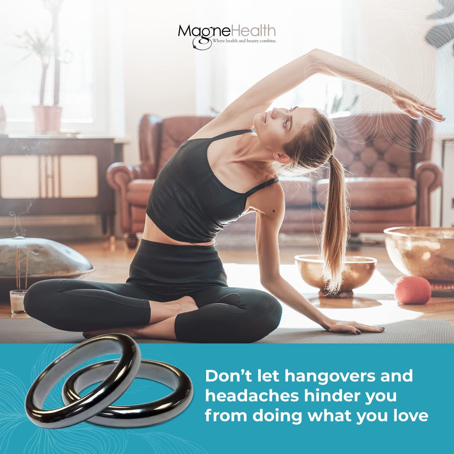 MAGNEHEALTH Holiday Hangover Hematite Ring, Elegant Magnetic Hematite Ring as Jewelry for Men and Women (Size 7)