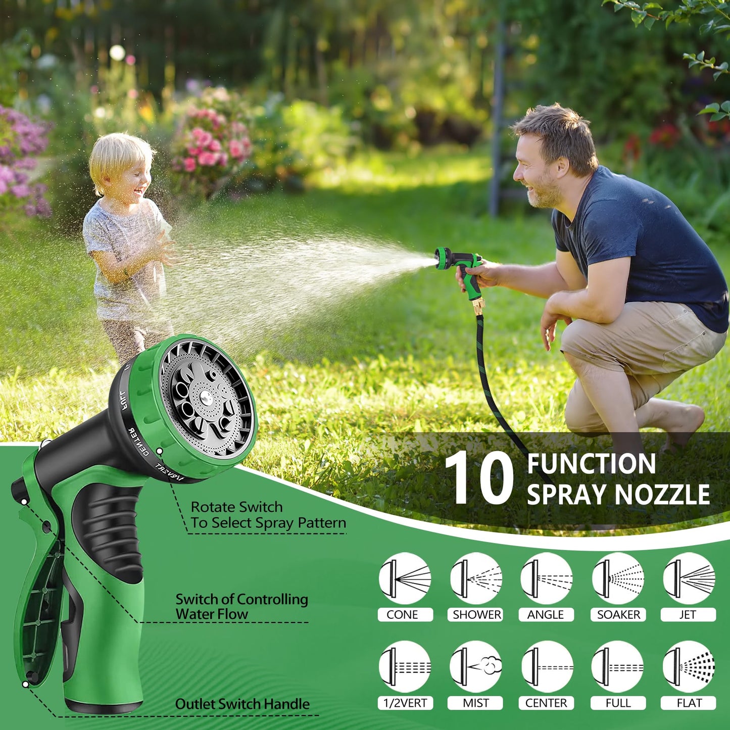 100 FT Non-Expanding Garden Hose, 2026 New Upgrated Non-Expandable Garden Water Hose - Ultra-Light & Flexible Burst-Resistant, Kink-Free Garden Hoses, All-Weather Use for Lawns, Gardens,Outdoor