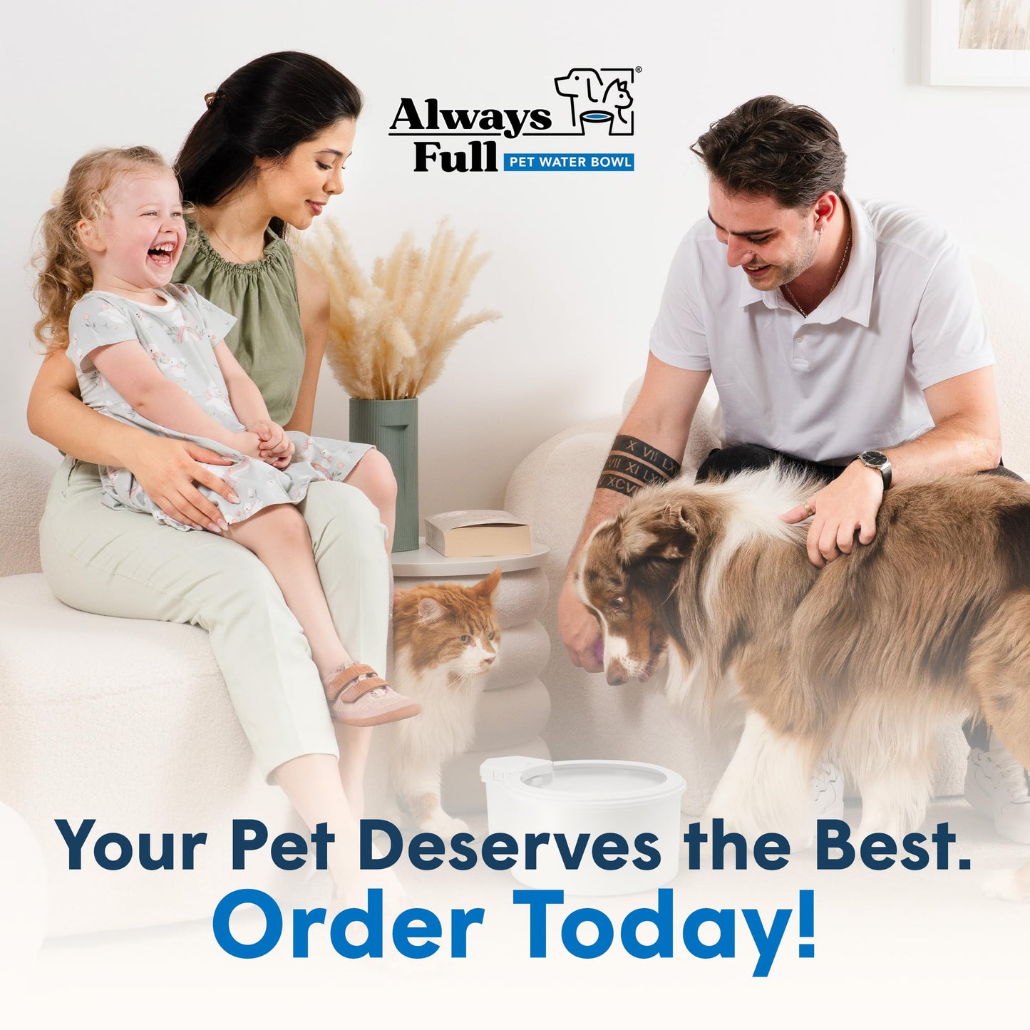 Always Full® 9” Dog Water Bowl and Bottle Pump Bundle, Self Refilling with Clean Filtered Water, App-Enabled Smart Hydration Monitoring, Upgradeable System for Dogs and Cats