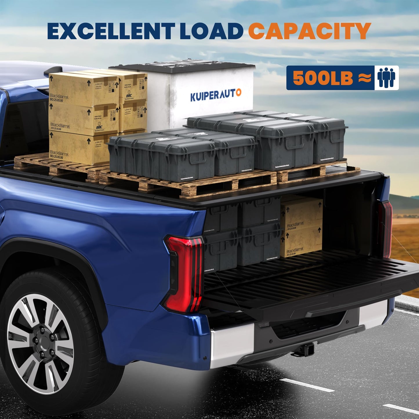 KUIPERAUTO Fiberglass 6.1FT Quad Hard Tonneau Cover Truck Bed Cover Compatible for 2024-2025 Toyota Tacoma (Excludes Trail Special Edition Storage Boxes)