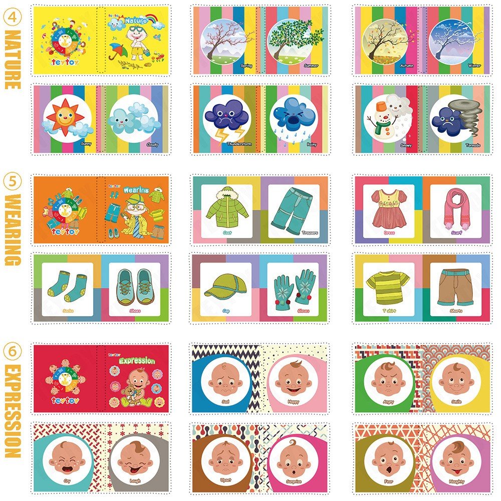 teytoy My First Soft Book, 6 PCS Nontoxic Fabric Baby Cloth Books Early Education Toys Activity Crinkle Cloth Book for Toddler, Infants and Kids Perfect for Baby Shower (New Version)