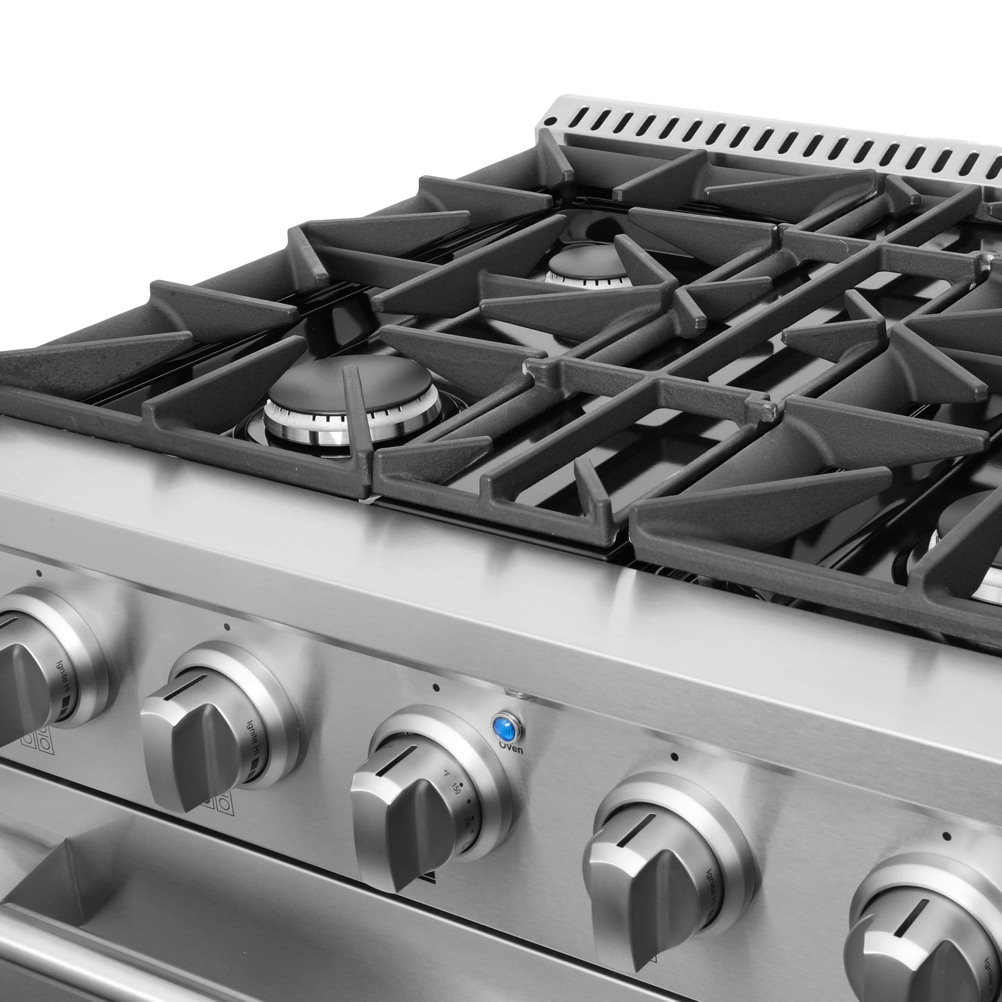 DUURA Elite Gas Range with 4 Burner Cooktop Freestanding with Porcelain Convection Oven and Broil Function, Continuous Grates with Stainless Steel Construction, 30-Inch, Metallic