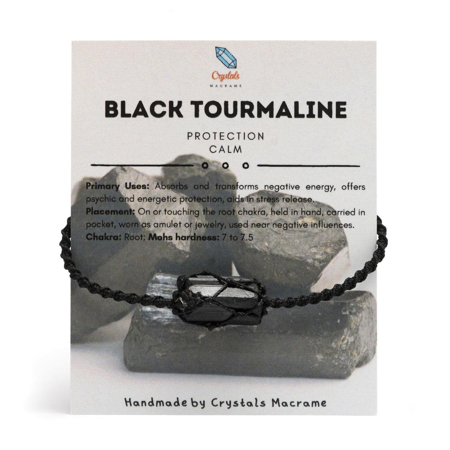 Black tourmaline bracelet for men women - raw natural tourmaline jewelry for protection and spiritual