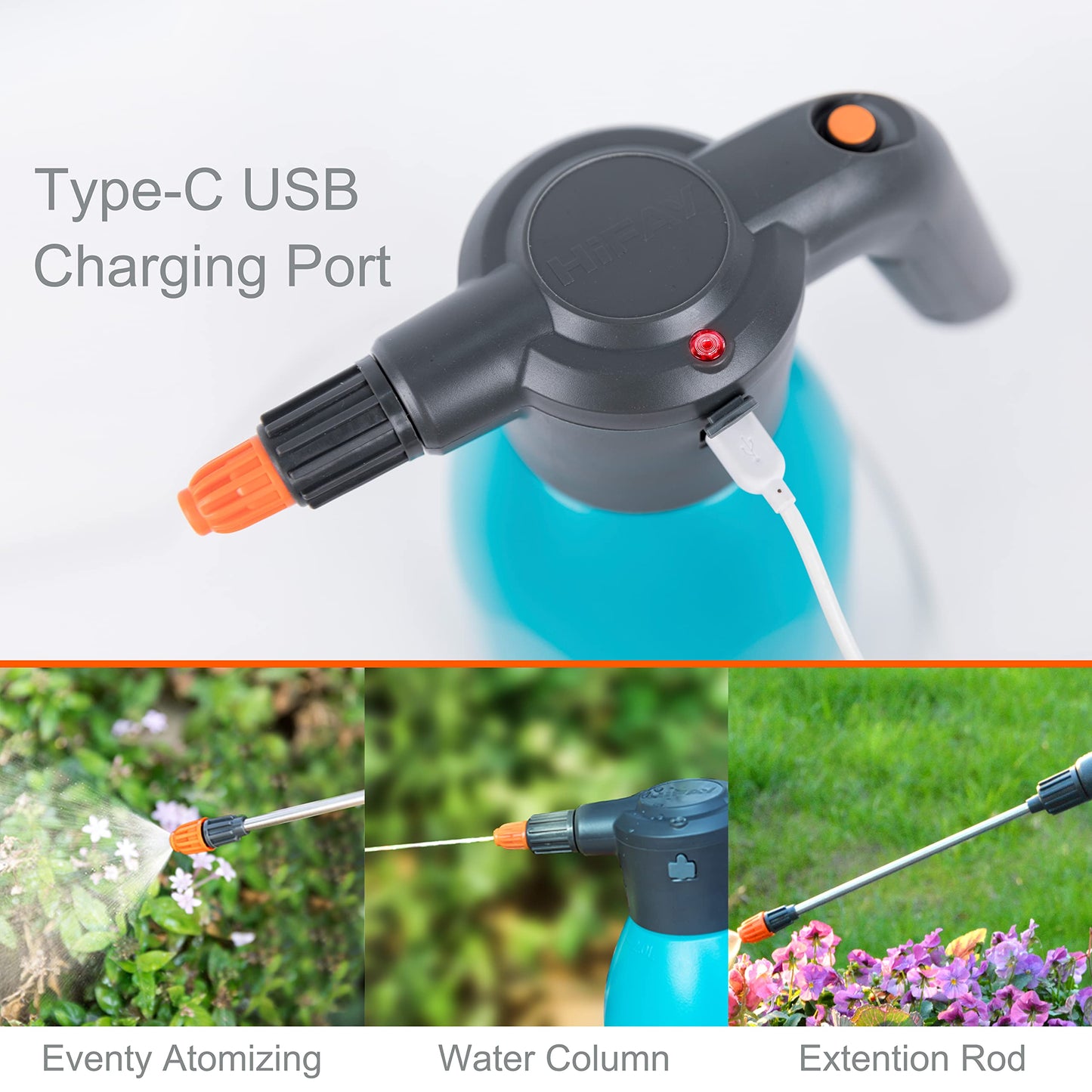 HIFAY ES2-PRO Electric Spray Bottle 2L/0.5Gallon, Rechargeable Battery Powered Sprayer Spray 60 Bottles On a Single Charge, Automatic Plant Mister，Pump Sprayer,Indoor Watering Can for Plants