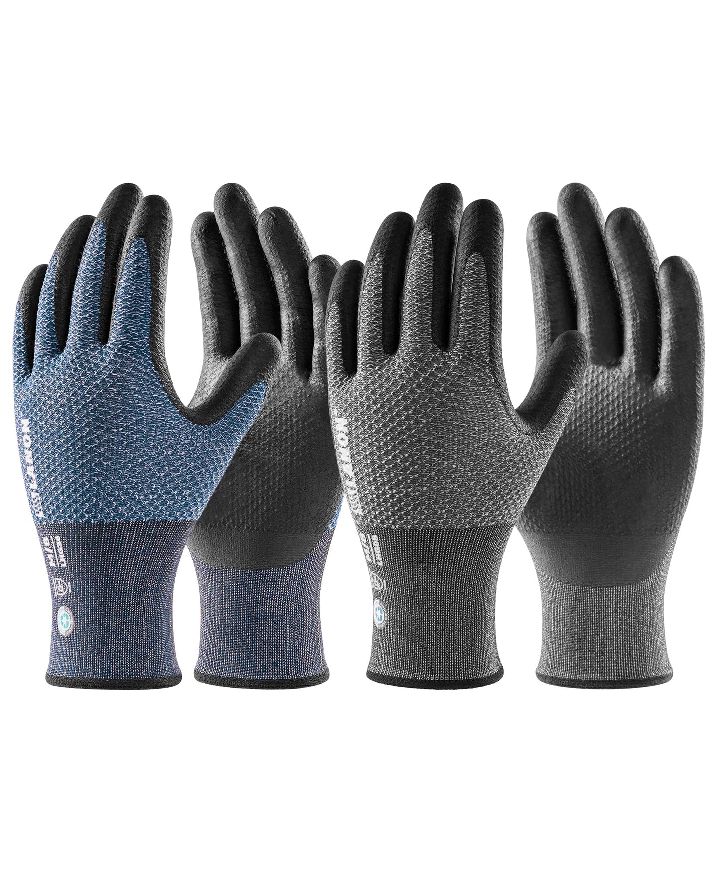 LANON Gardening Gloves for Men Women, 2 Pairs Nitrile Coated Garden Gloves with Grip, Breathable B.COMB AIR Technique, Dusty Olive & Bluebird, Large
