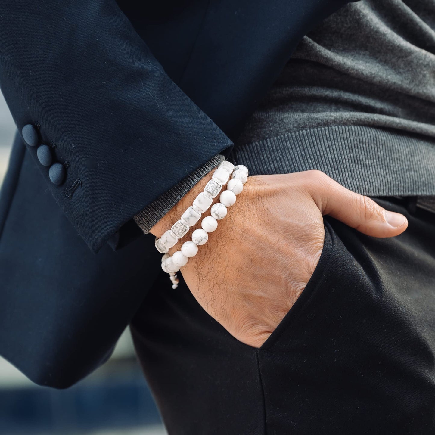 GT collection Flat Bead Bracelet, Gemstone Adjustable Bracelets for Men - Beaded Energy Bracelet for Relaxation and Peace, Handcrafted Men's Jewelry Gifts for Men