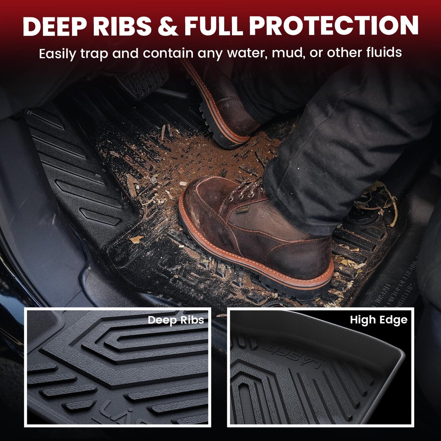 LASFIT Floor Mats & Seatback Mats & Cargo Mat for Nissan Armada/Infiniti QX80 2025-2026 (Fit 8 Seats, Not Fit 7 Seats), Custom Fit All Weather TPE Easy Clean Durable Floor Liners Car Mats,Black