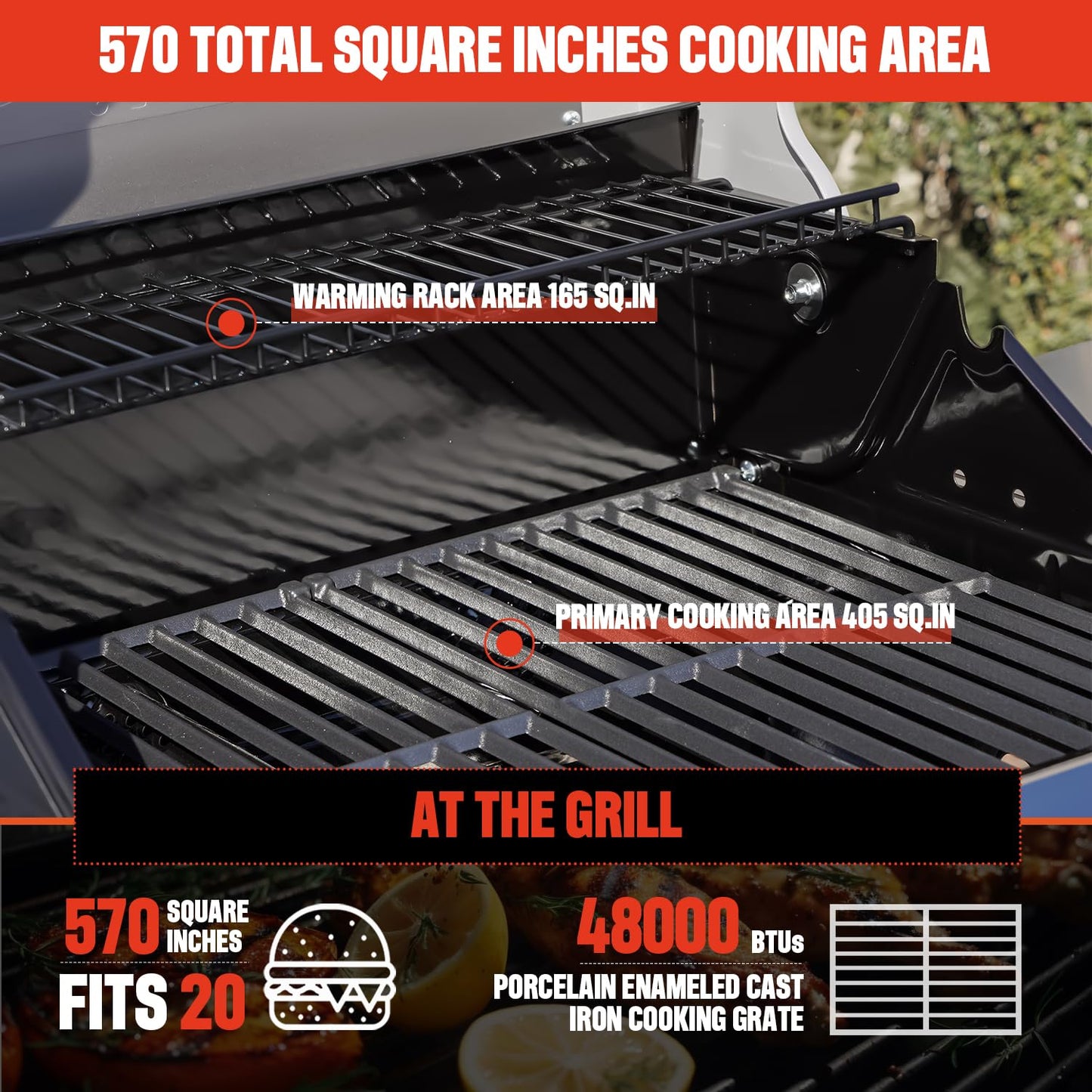 Monument Grills 3+1 Outdoor Barbecue Stainless Steel Propane Gas Grill, 3 Burners & 1 Side Burner 48,000 BTU Patio Garden Grill with Knob Controls, Mesa325, Black