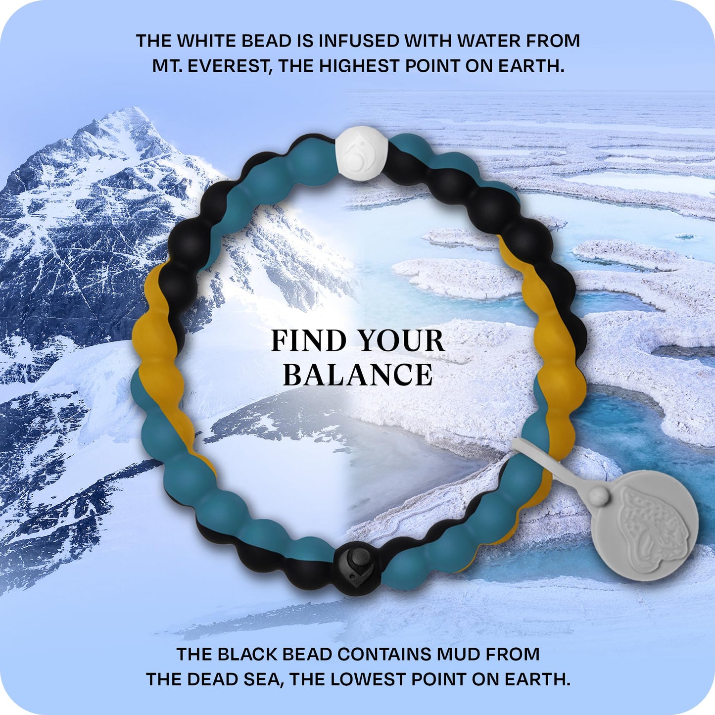 Lokai Silicone Beaded Bracelet for Men & Women, NFL Football Collection - Jacksonville Jaguars, Medium - Silicone Jewelry Fashion Bracelet Slides-On for Comfortable Fit