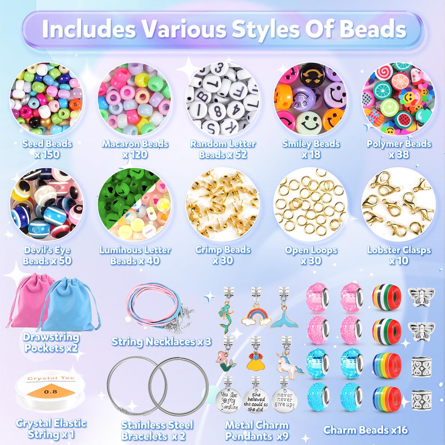 ZOOI Bracelet Making Kit for Girls, Friendship Charm Bracelet Making Kit, Arts and Crafts for Kids Girls Ages 8-12, Girl Toys Age 6-8, Jewelry Making Kit, Crafts Gifts for 6-12 Year Old Girl