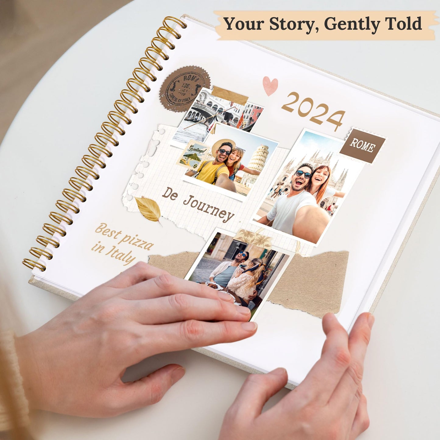 Hiwhy Scrapbook Photo Album Linen Cover, 10 x 10 Inch Hardcover Kraft White Pages Memory Book, for Travel Wedding Guest Book Christmas Baby Shower (20 Sheets/ 40 Pages,Beige)