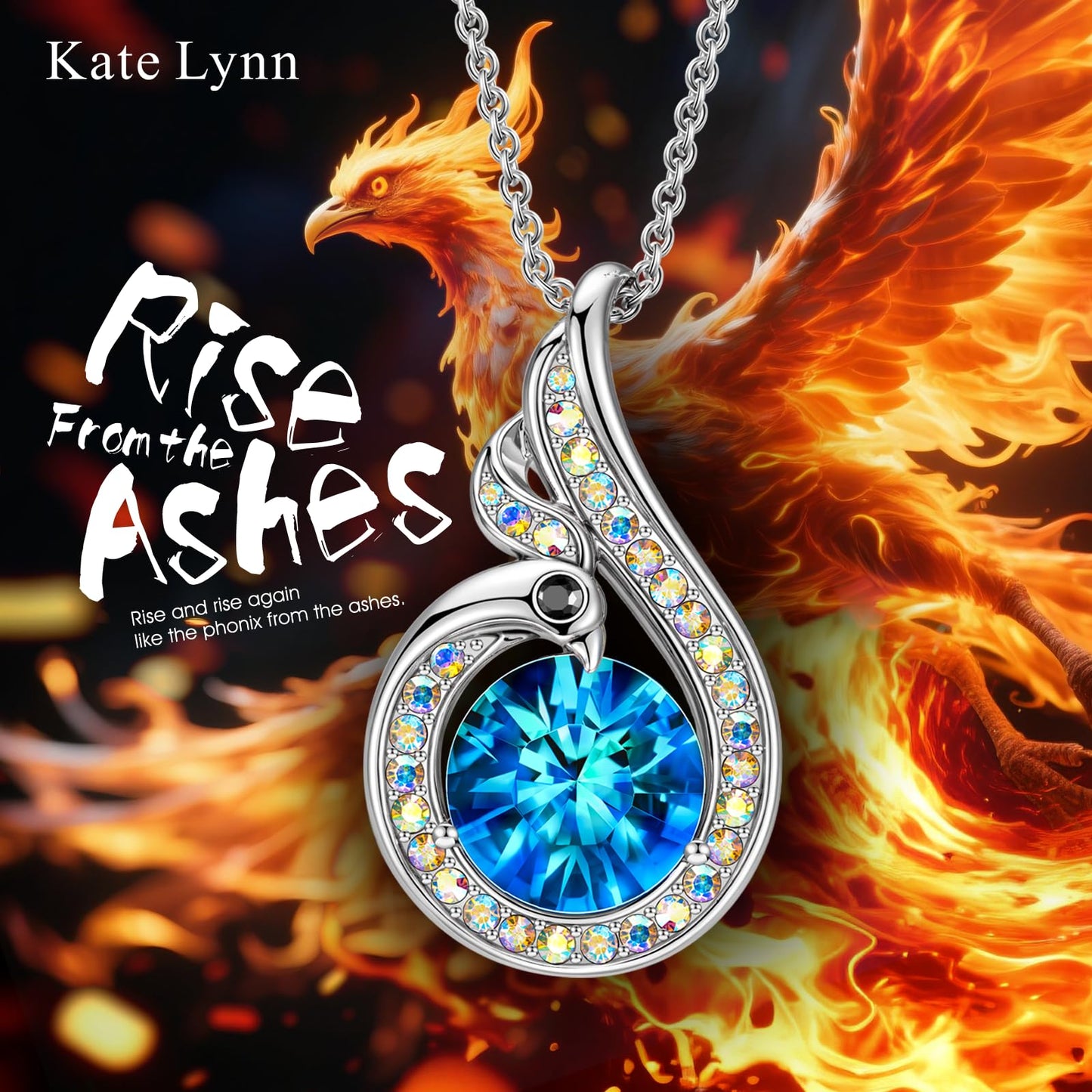 Kate Lynn Phoenix Necklaces for Women, Birthday Gifts for Women Wife Christmas Mothers Day Gifts for Mom Daughter 925 Sterling Silver Necklace Sapphire Crystal Jewelry Lady Present