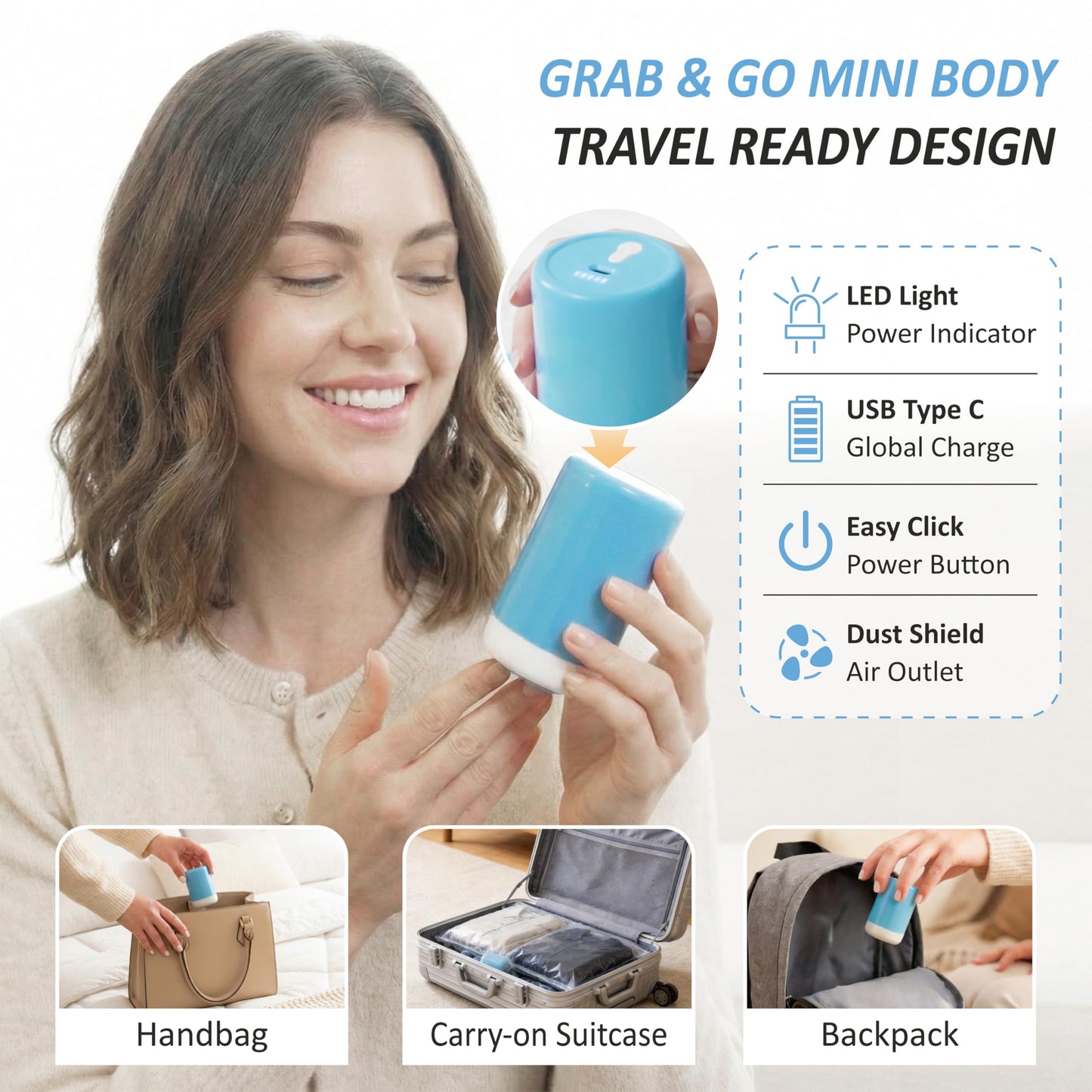 Cozy Essential Travel Vacuum Storage Bags with Rechargeable Cordless USB Pump, Space Saver Bags for Luggage, Suitcase, Carry-On, for Clothes, Blankets, Bedding & Seasonal Storage,12 Combo