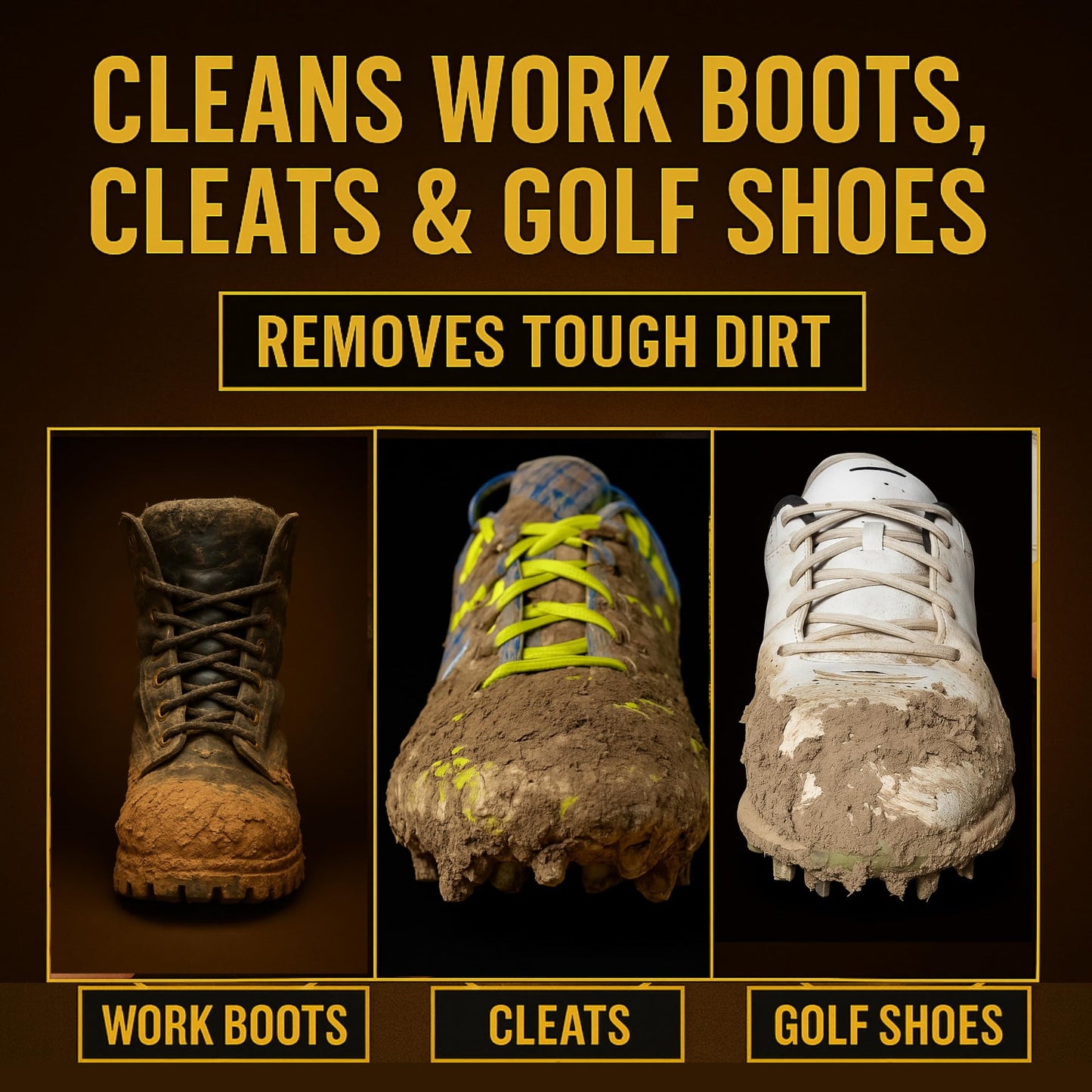Heavy-Duty Boot & Cleat Brush – Tough Bristle Scrubber for Muddy Boots, Football Cleats & Golf Shoes – Rugged Cleaning Tool for Soles, Treads & Outsoles – Wood Handle, Outdoor-Ready