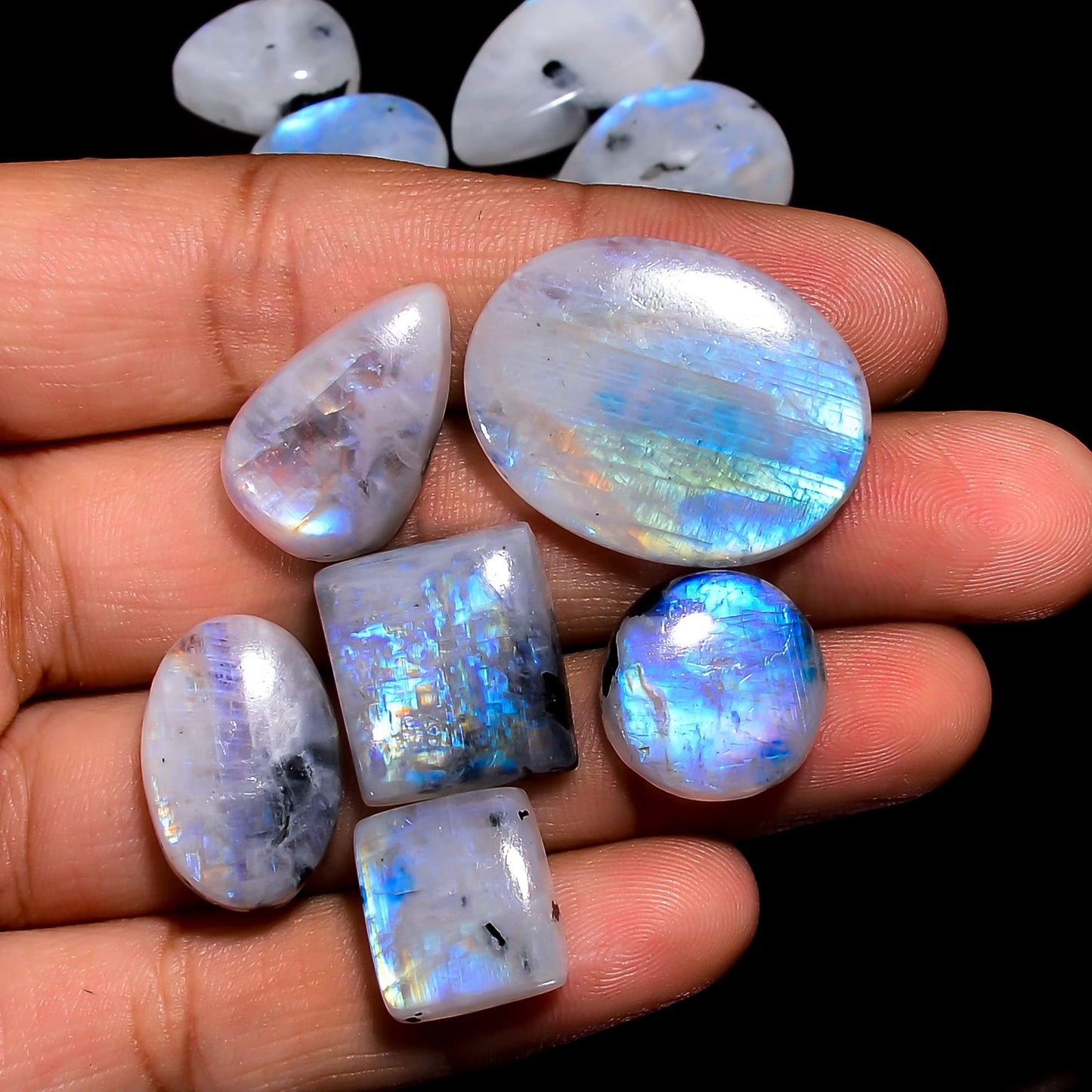 Natural Moonstone Gemstone- Healing Crystals for DIY -Loose Natural Cabochon -Perfect for Crafting Jewelry (5 pcs, 15-25mm)